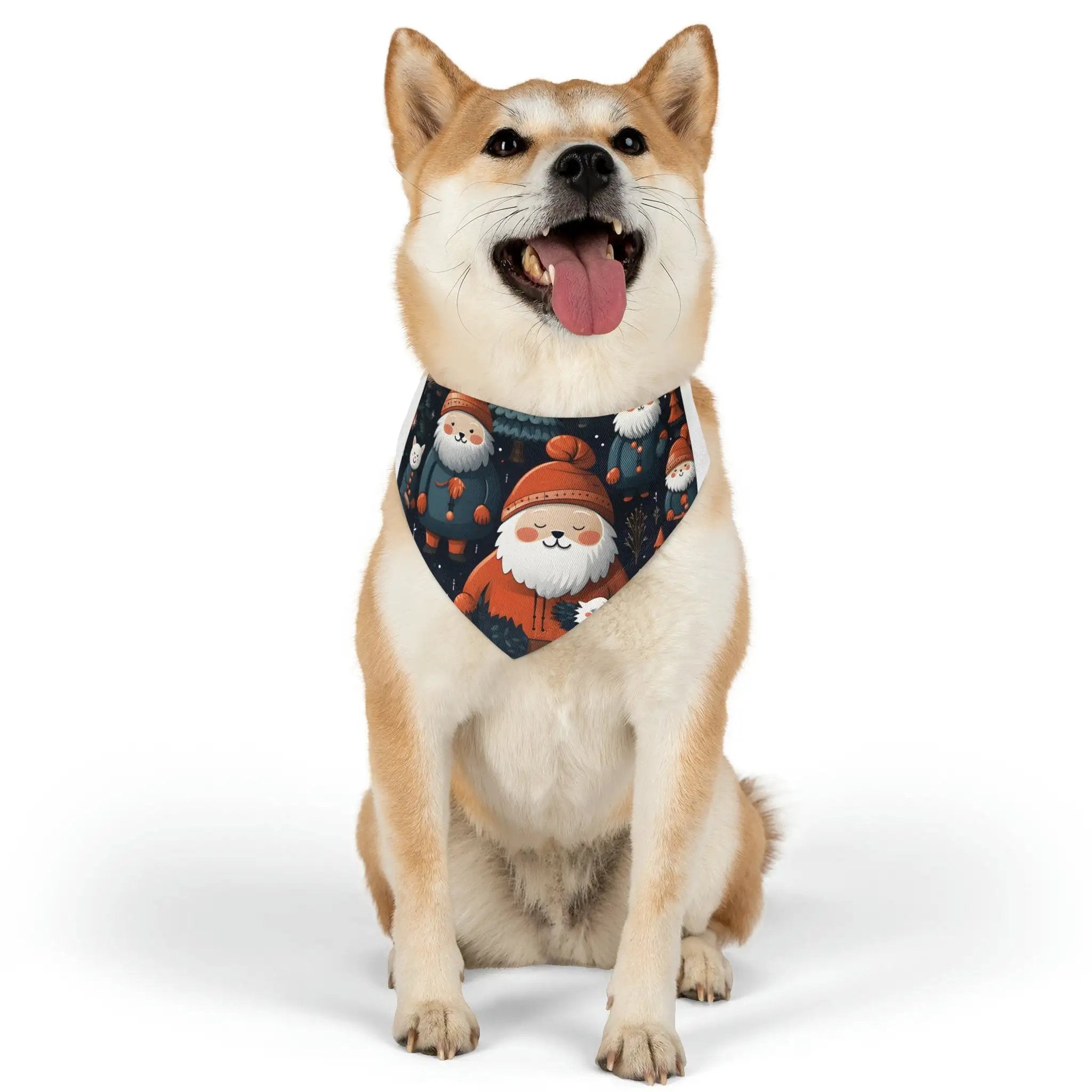 Pet Bandana | a dog wearing a bandana with a picture of santa claus on it