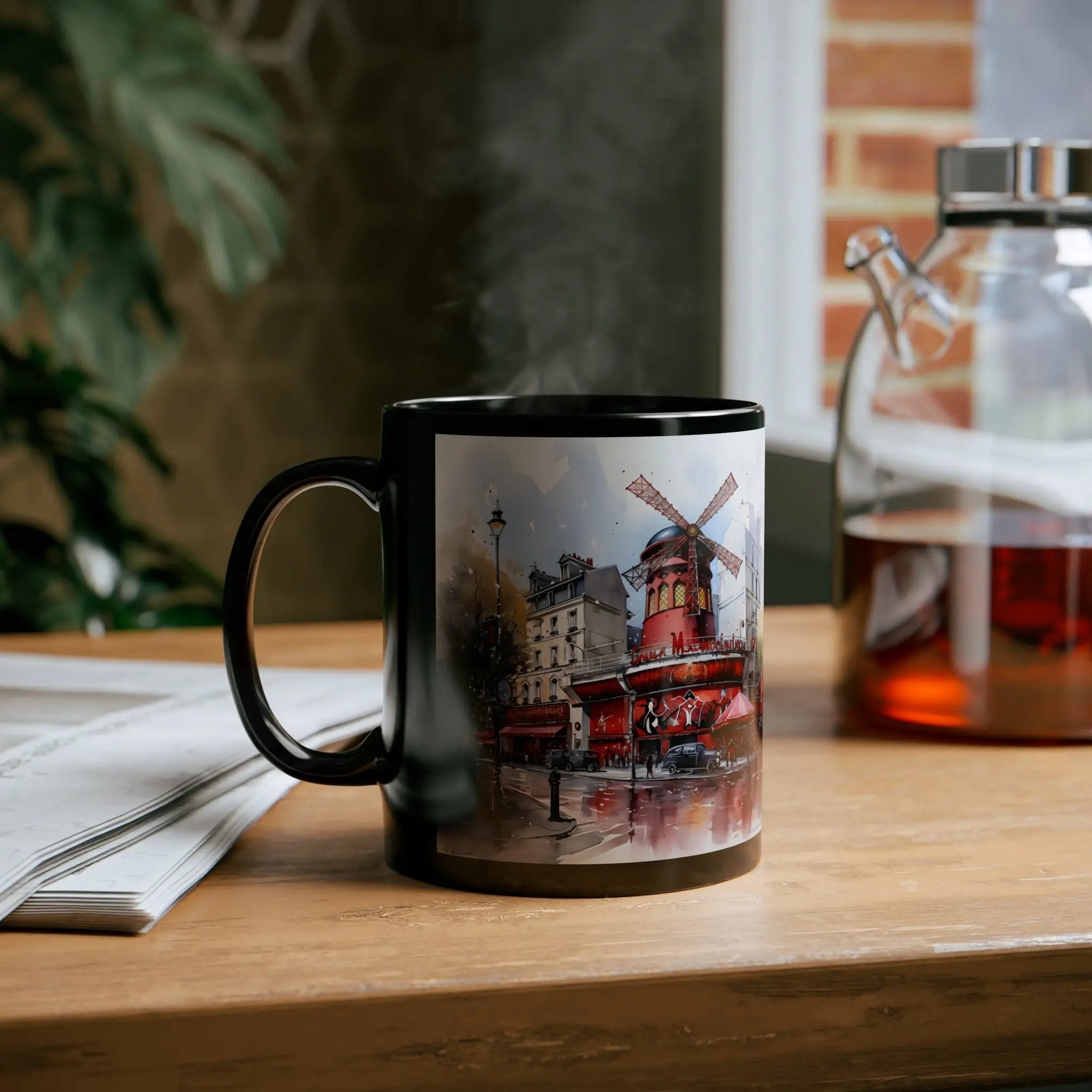 Mugs coffee | a coffee mug sitting on top of a wooden table