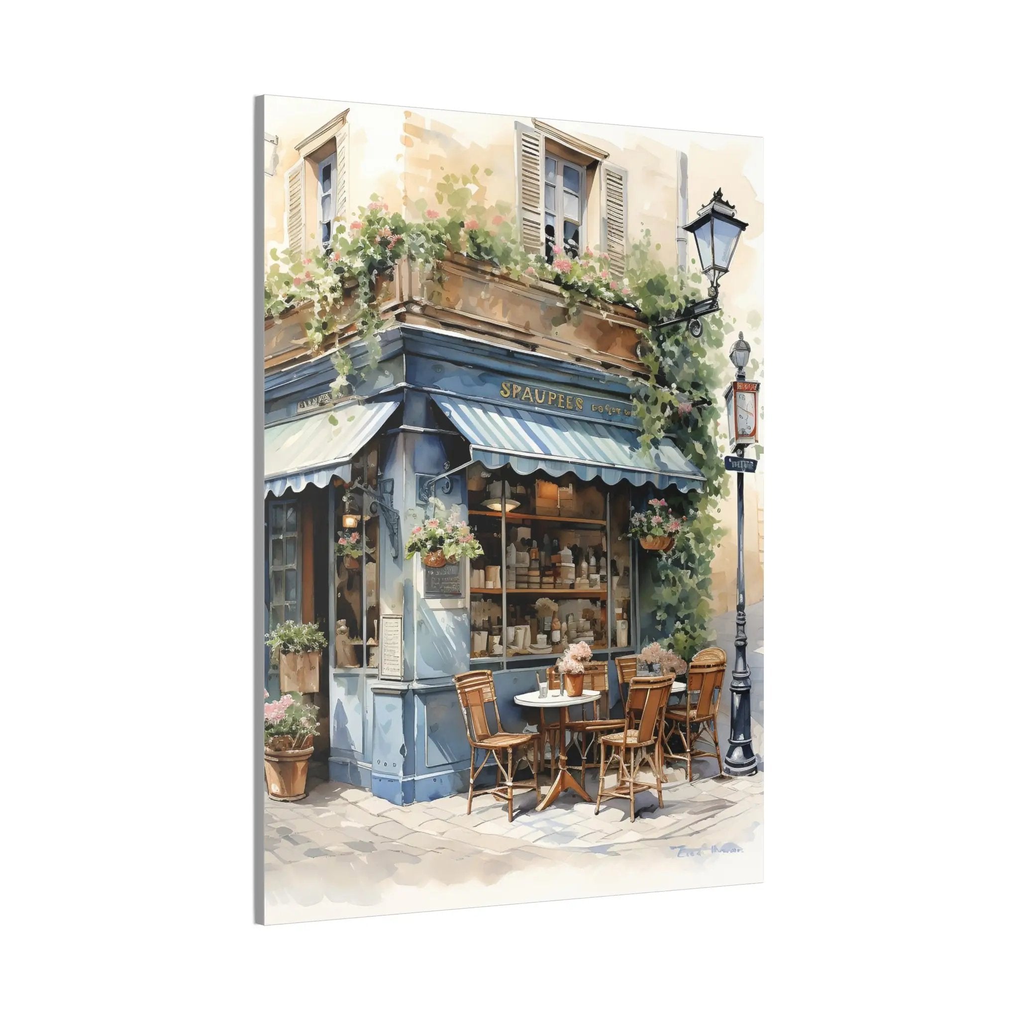 Canvas Gallery Wraps | a painting of a restaurant with tables and chairs