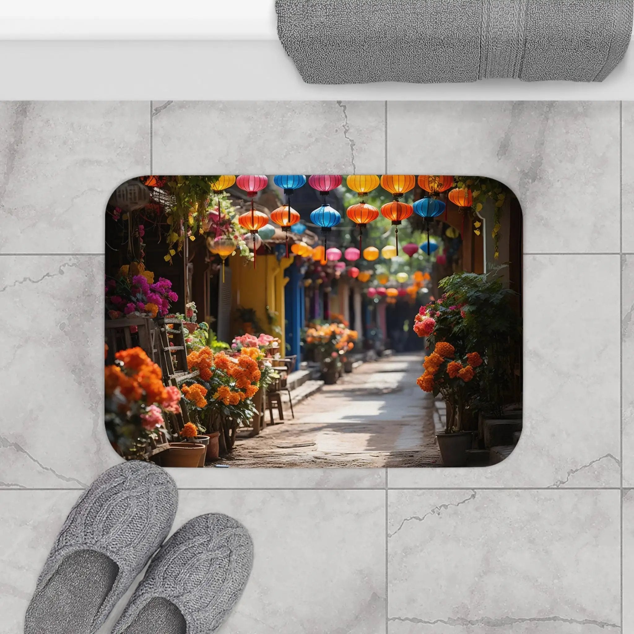 Bath Mat | a bathroom rug with a painting 