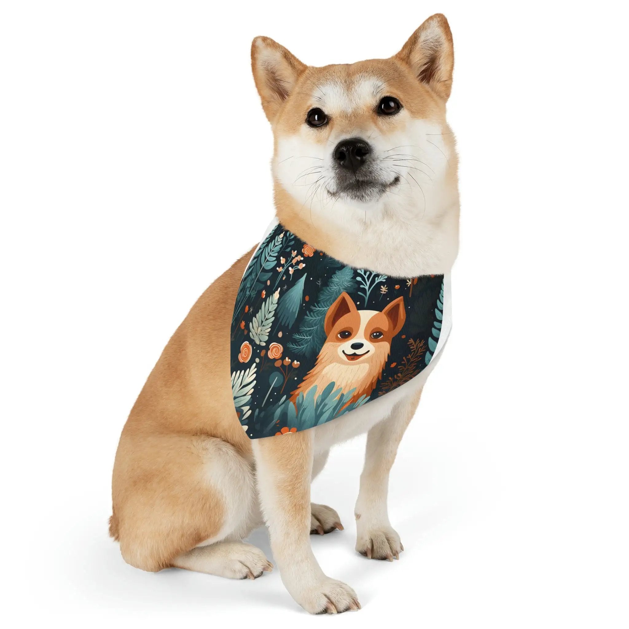 Pet Bandana | a dog wearing a bandana with a picture of a fox on it