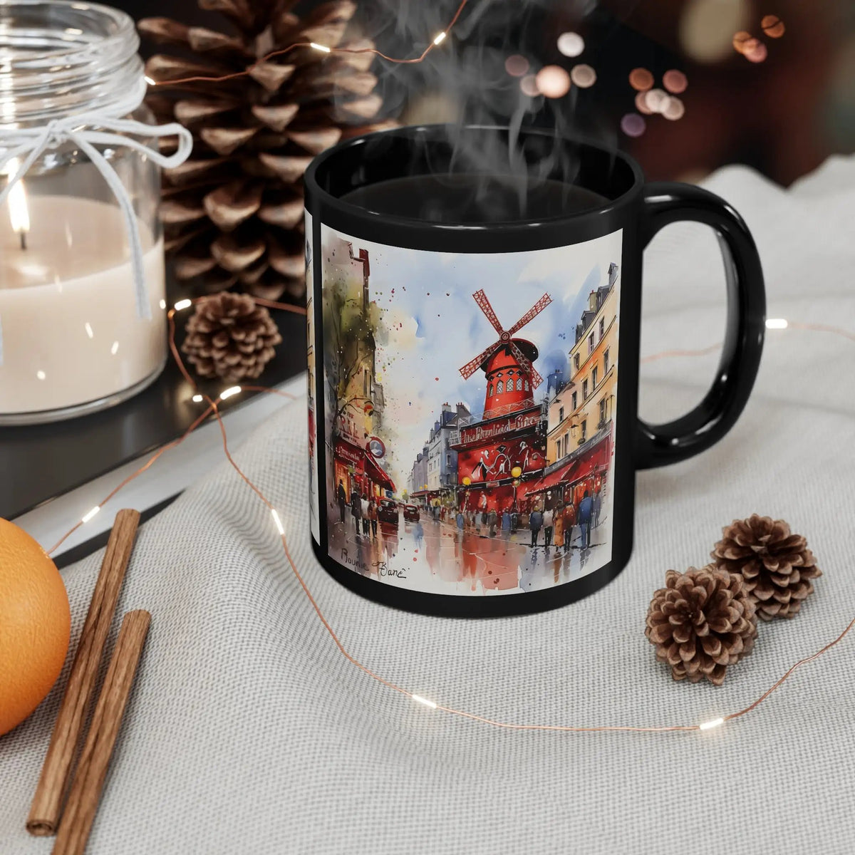 Mugs coffee | a coffee mug with a picture of a windmill on it