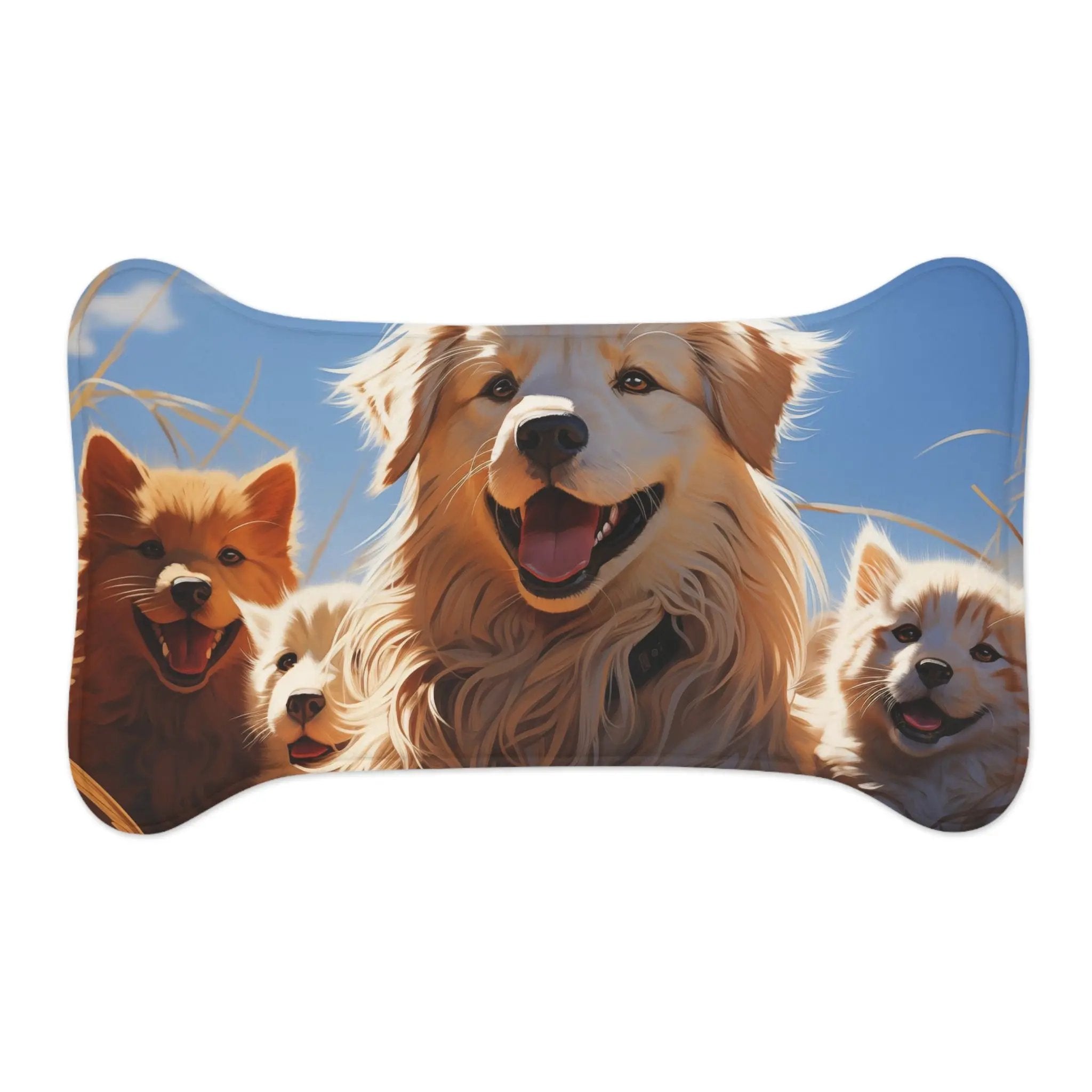 Pet Feeding Mats | a picture of a dog with four puppies