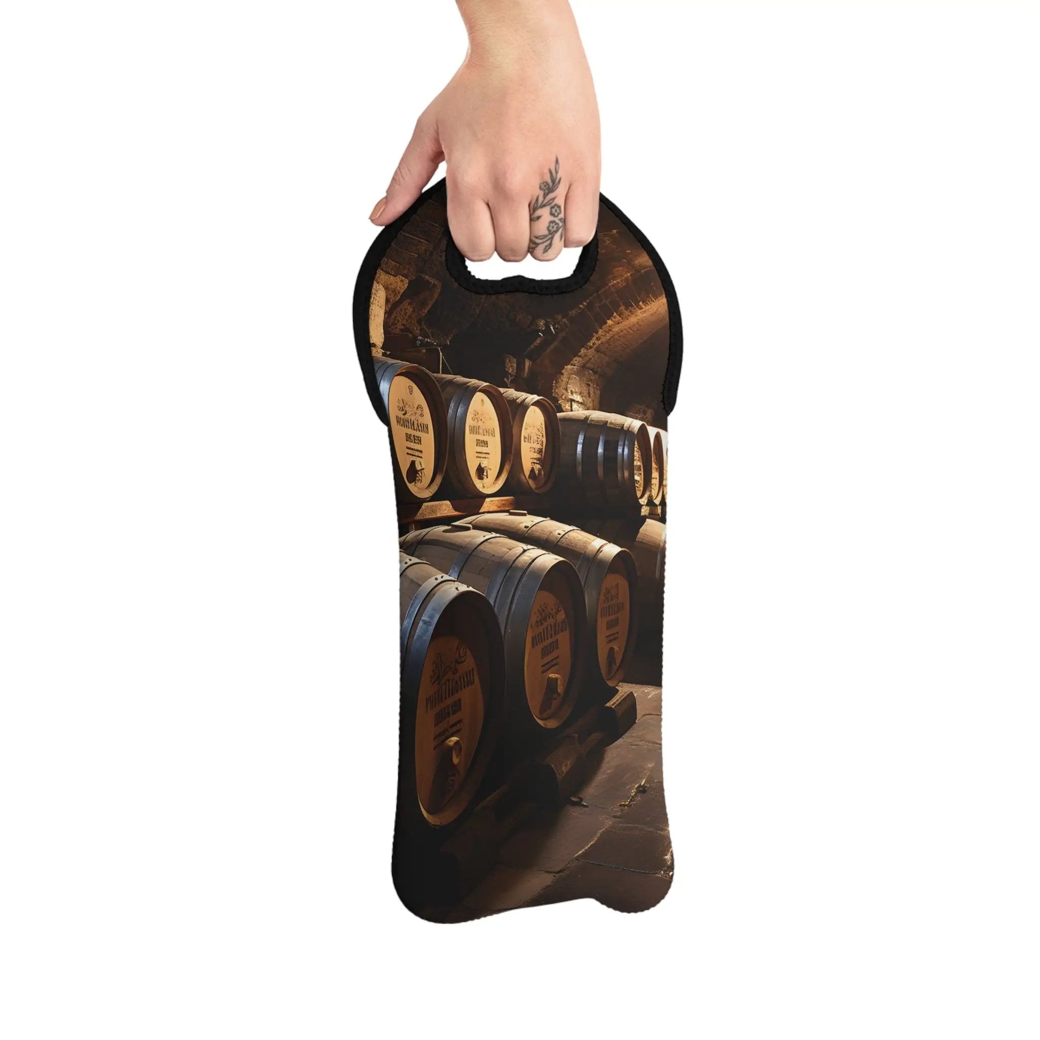 Wine Bags | a hand is holding a wine bottle bag