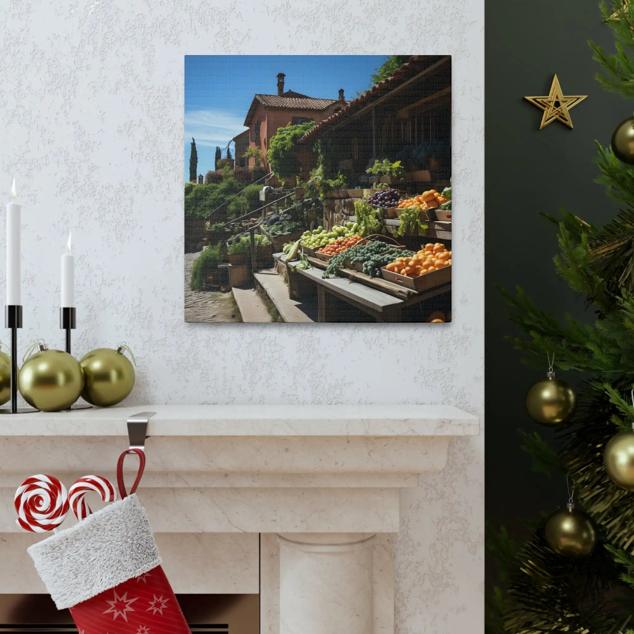 Canvas Gallery Wraps | a fireplace with a Christmas stocking hanging from it's mantle