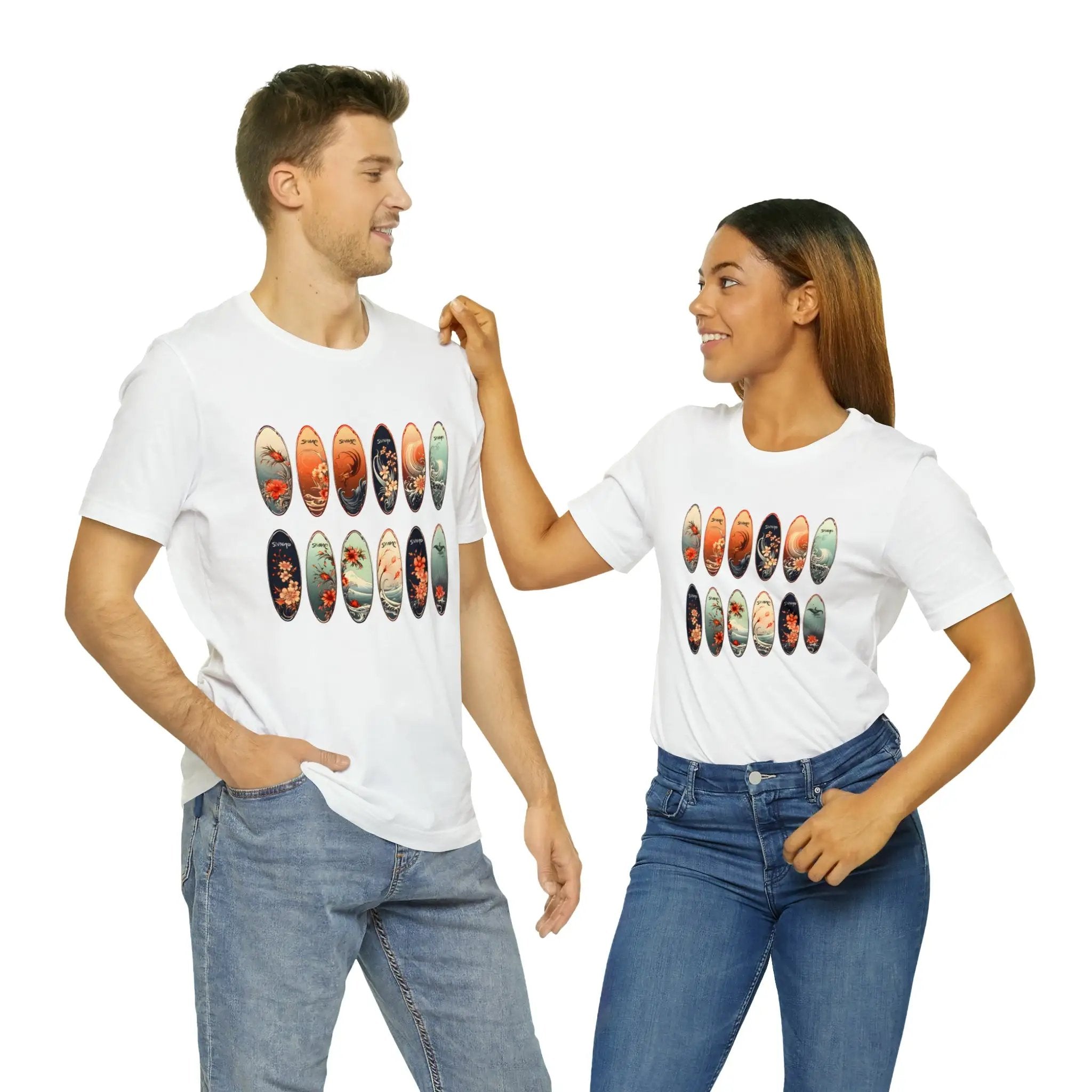 Couple t shirt | a man and a woman standing next to each other