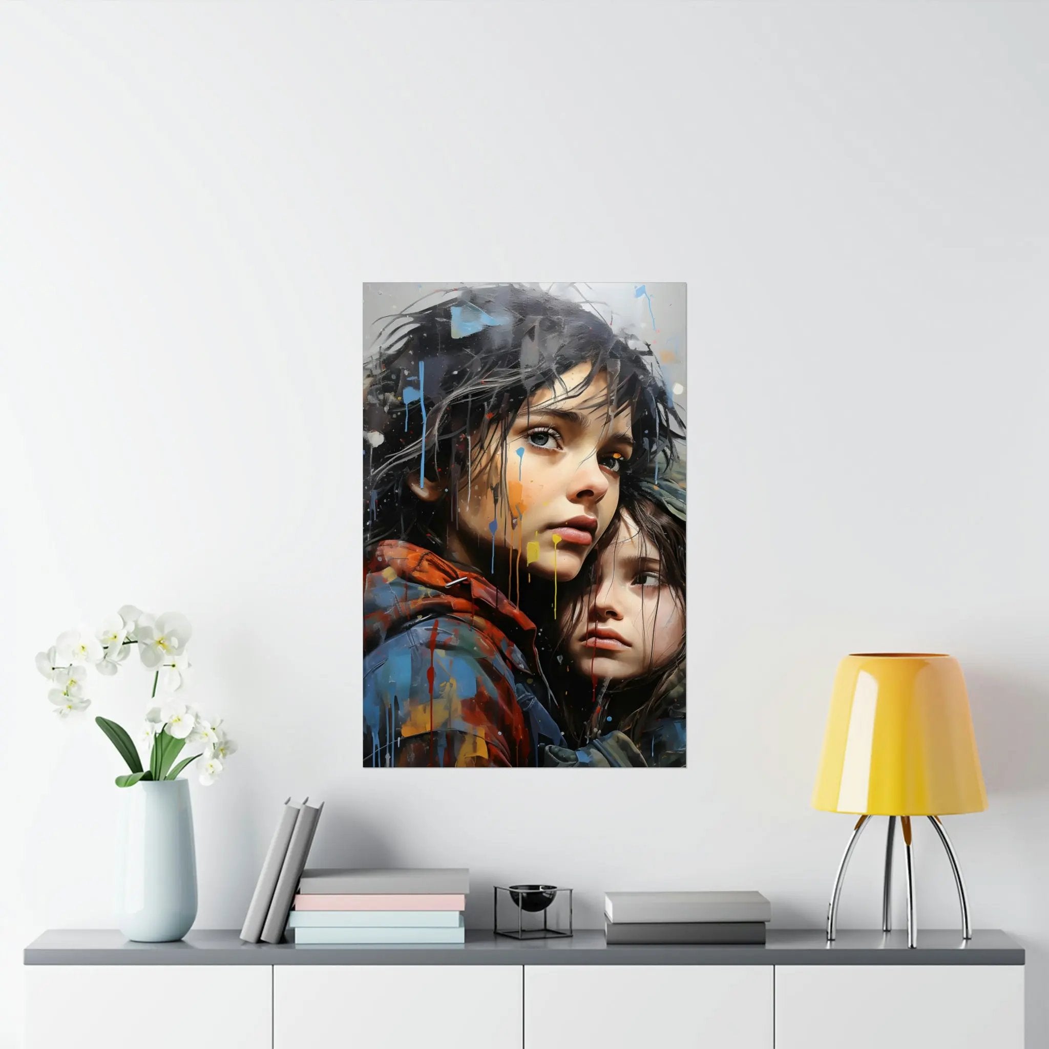 Kawaii Posters | a painting of two people on a wall