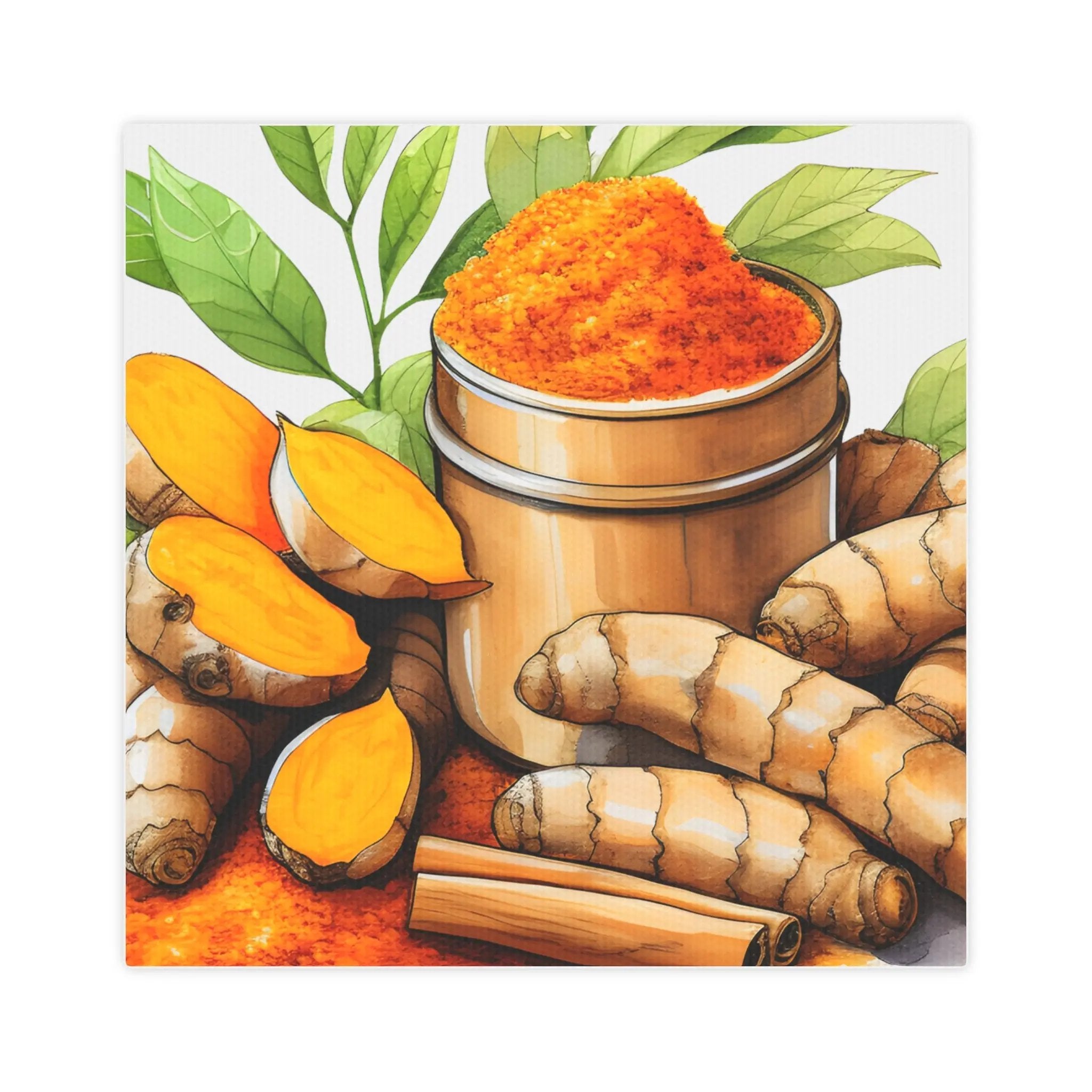 Canvas Gallery Wraps | a painting of ginger powder and ginger root