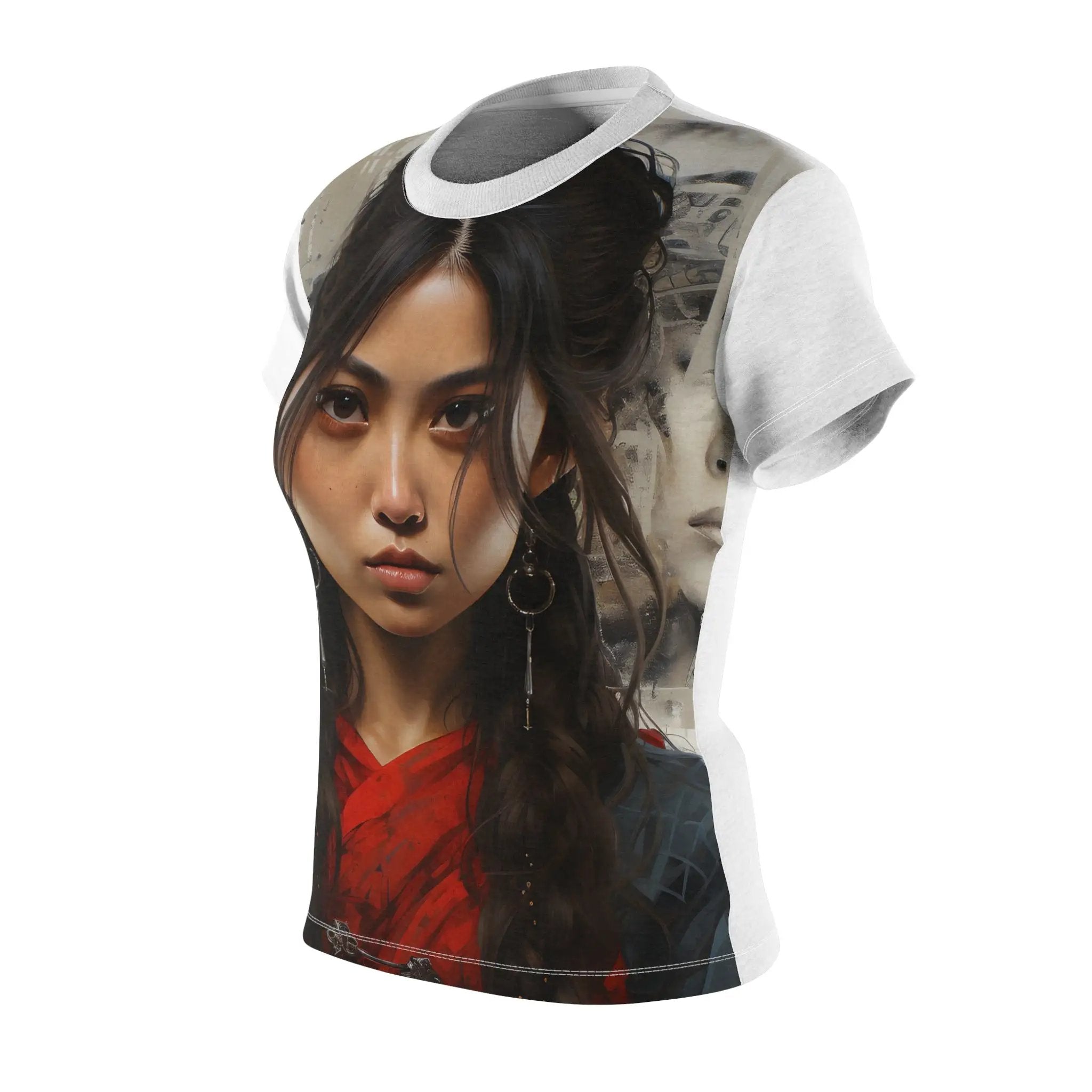 a women's t - shirt with a picture of a woman wearing a hat