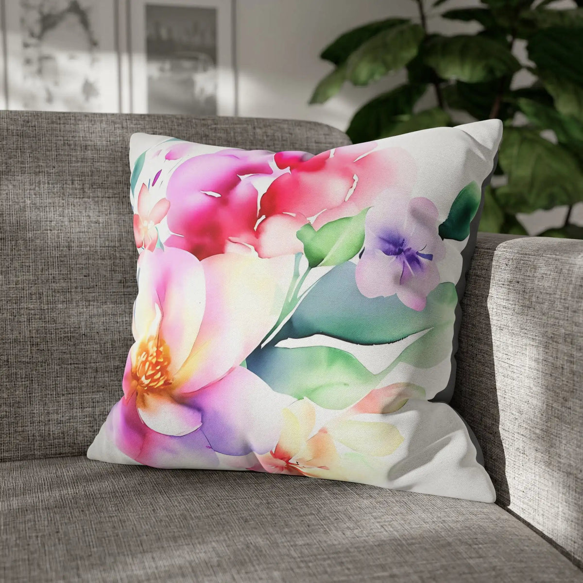 Pillow Sham | a pillow on a couch with flowers painted on it