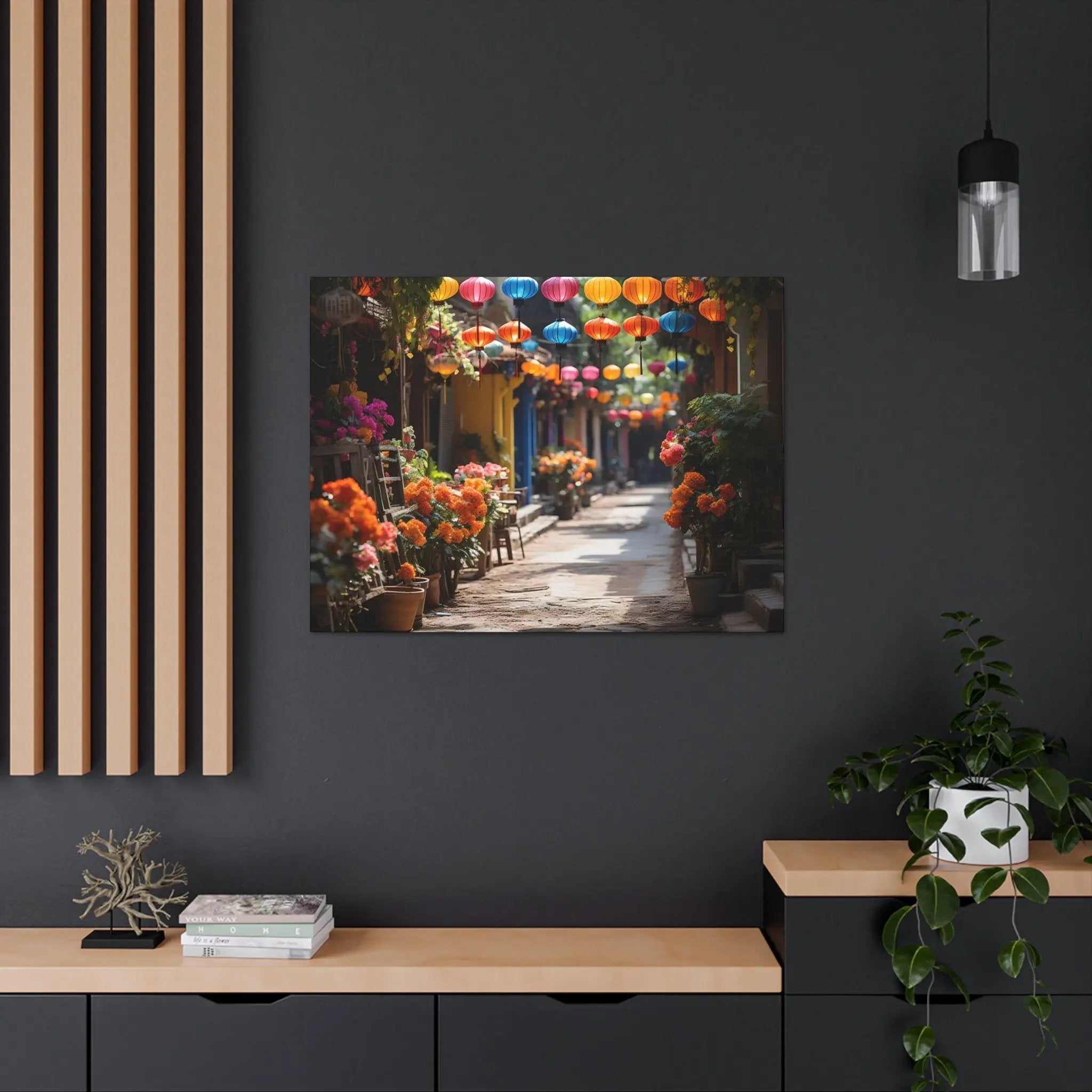 Canvas Gallery Wraps | a picture of a street with a bunch of umbrellas