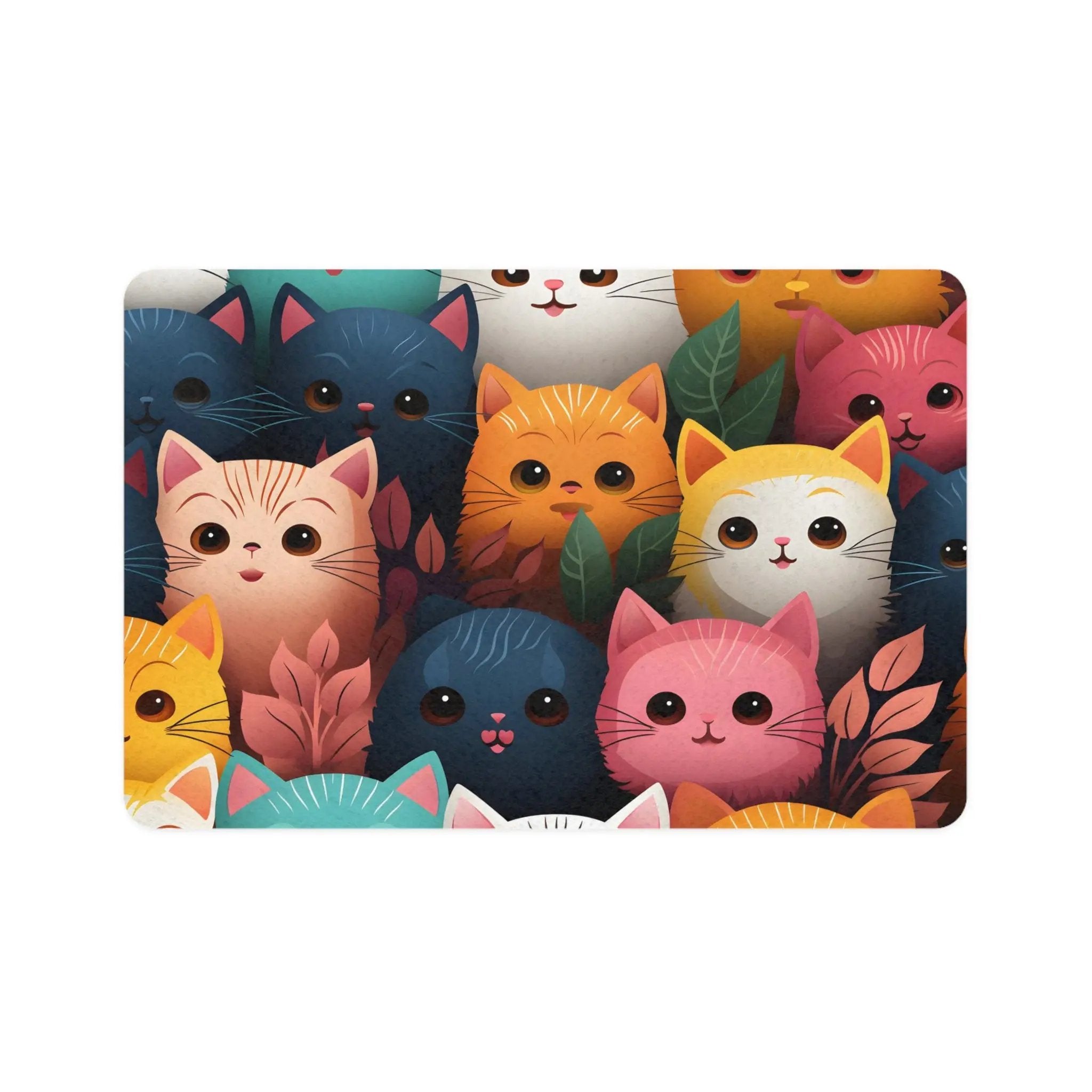 Pet Food Mat | a group of cats that are all different colors