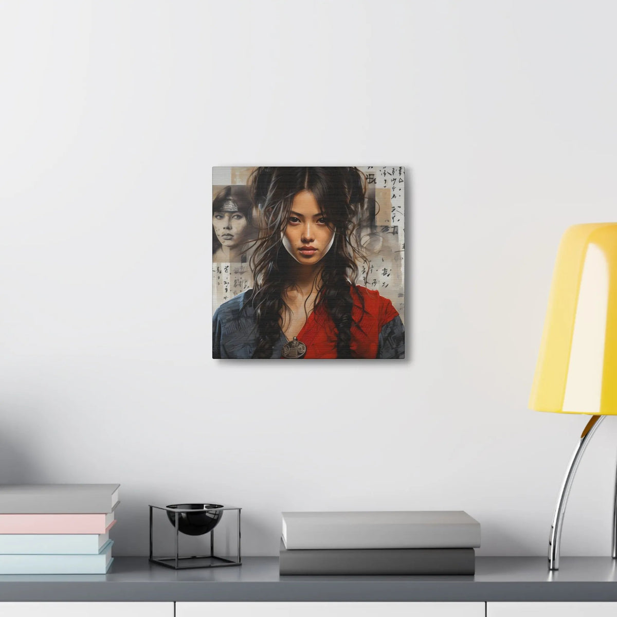 Canvas Gallery Wraps | Beautiful Kimono | a painting of a woman with long hair on a wall