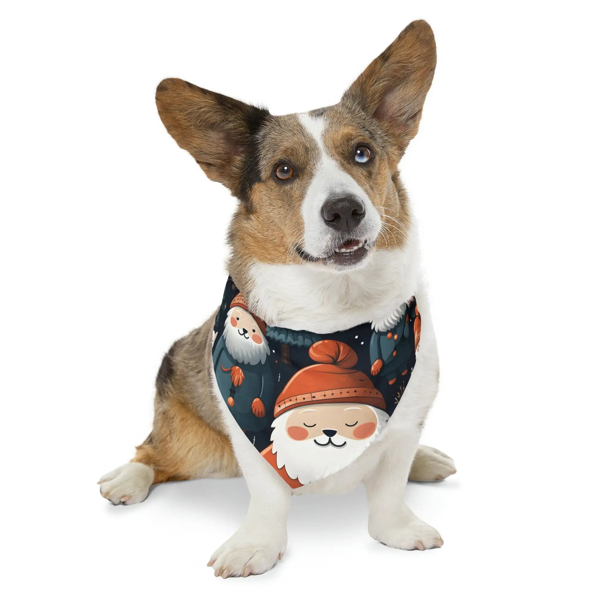 Pet Bandana | a dog wearing a bandana with a picture of santa claus on it