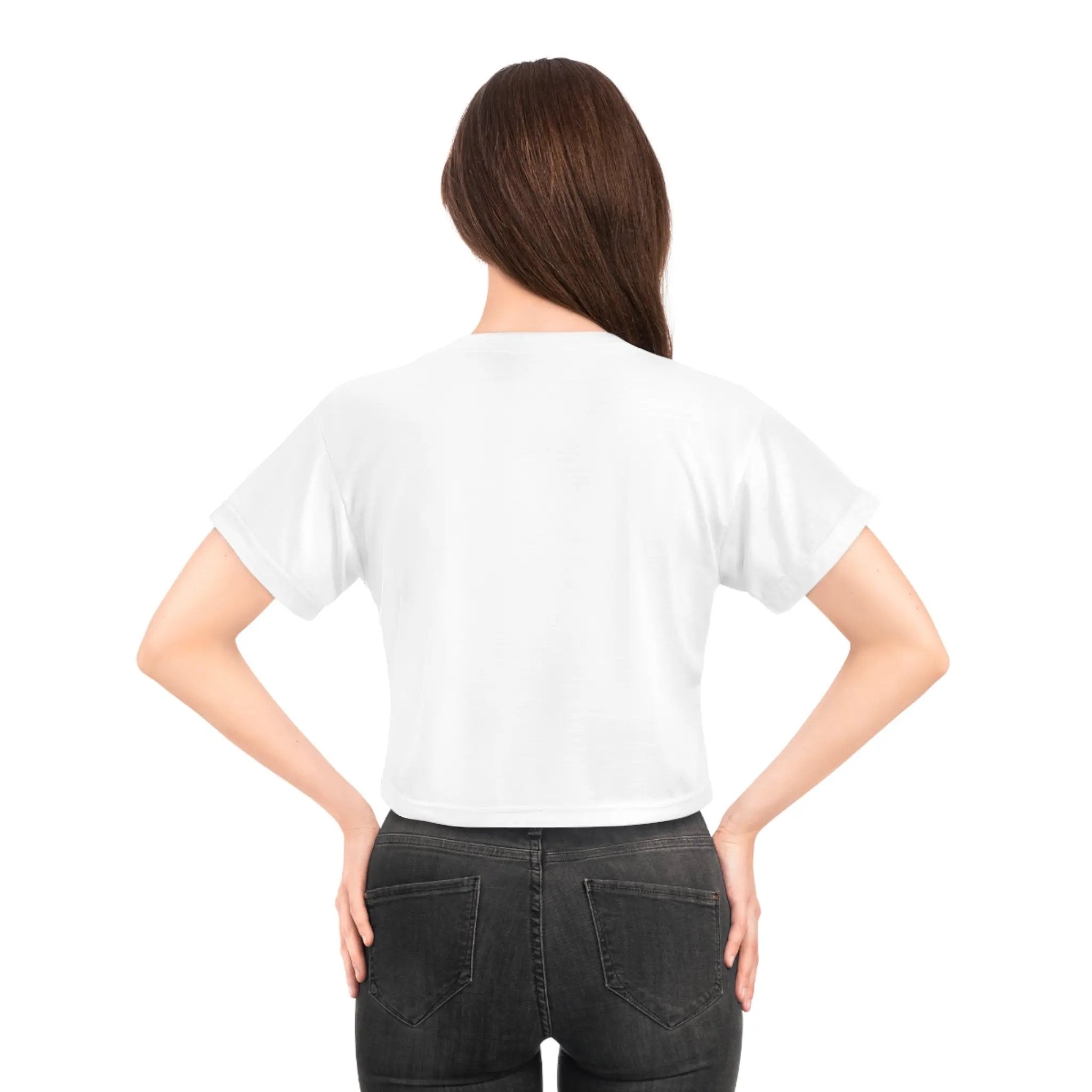 Crop shirts for women | a woman standing with her back to the camera