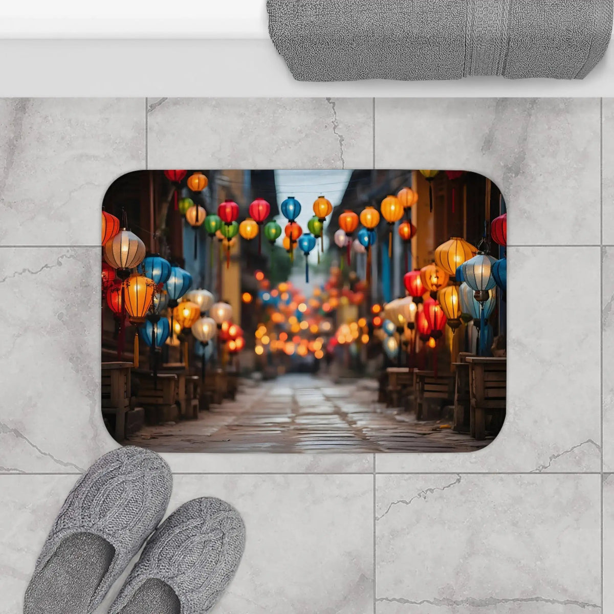 Bath Mat | a bathroom rug with a painting 