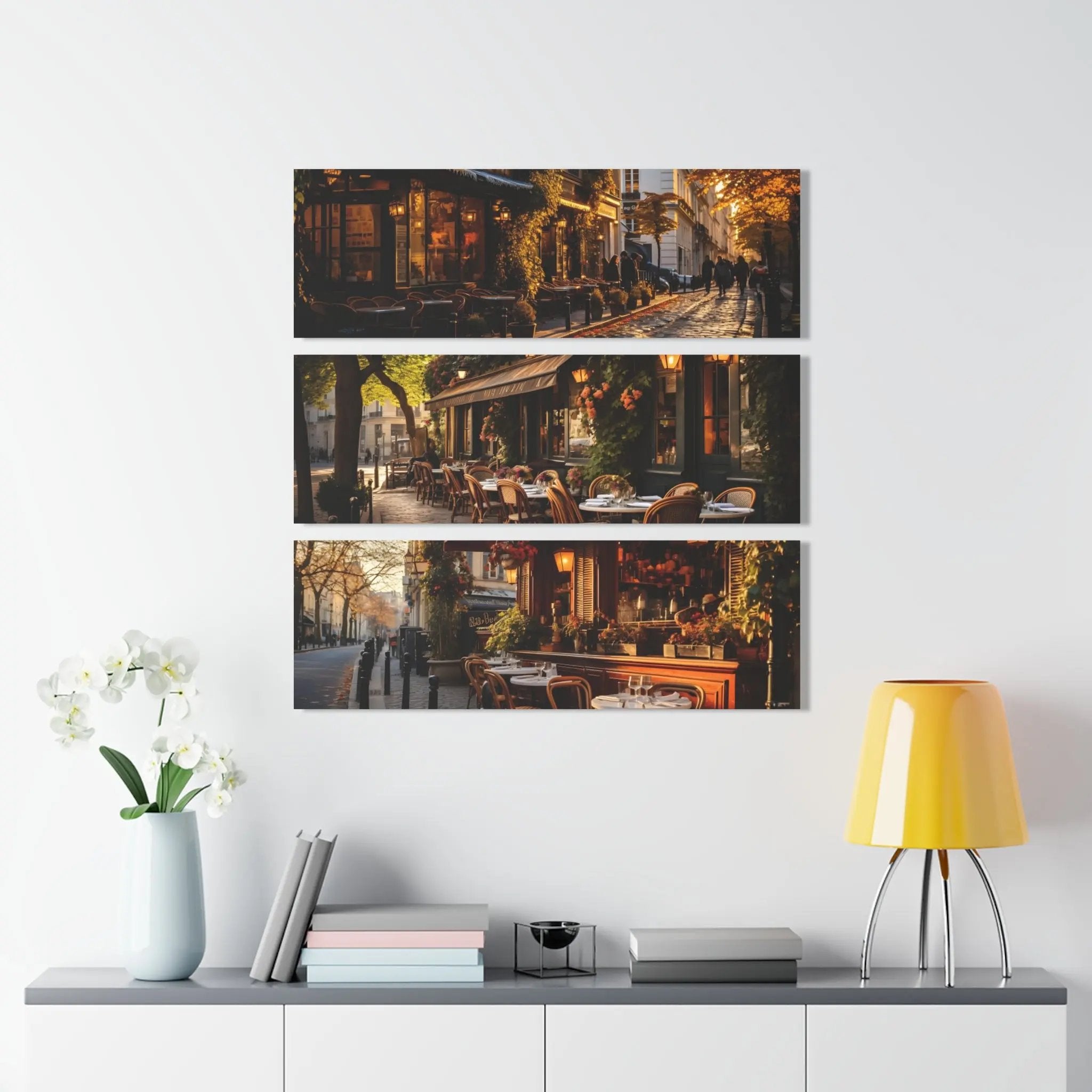 Triptych artwork | a wall with three pictures hanging on it