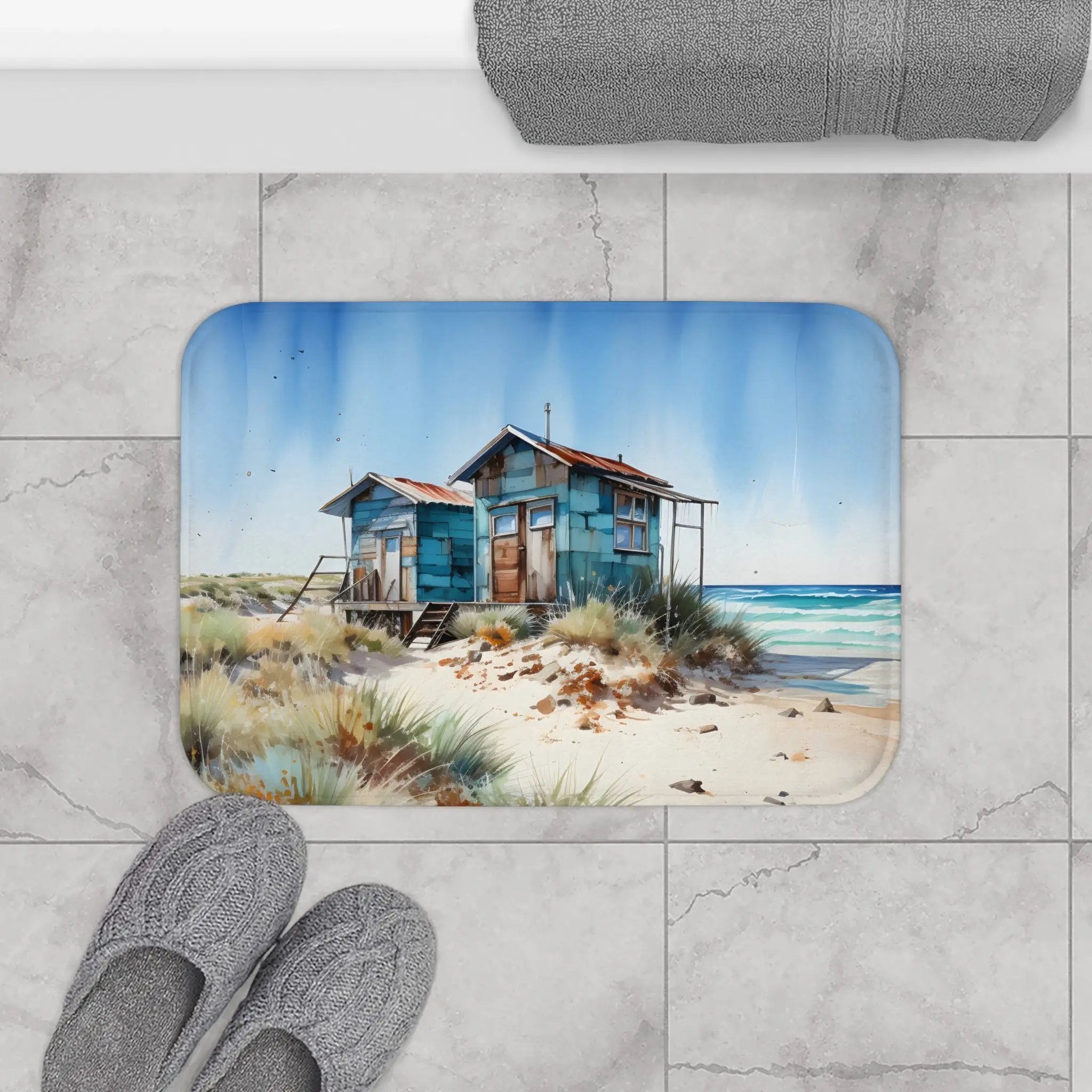 Bath Mat | a bathroom rug with a painting 