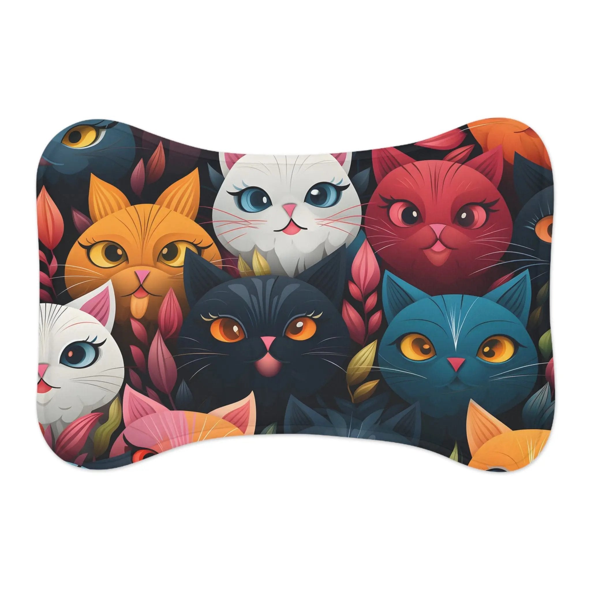 Pet Feeding Mats | a picture of a bunch of cats on a white background