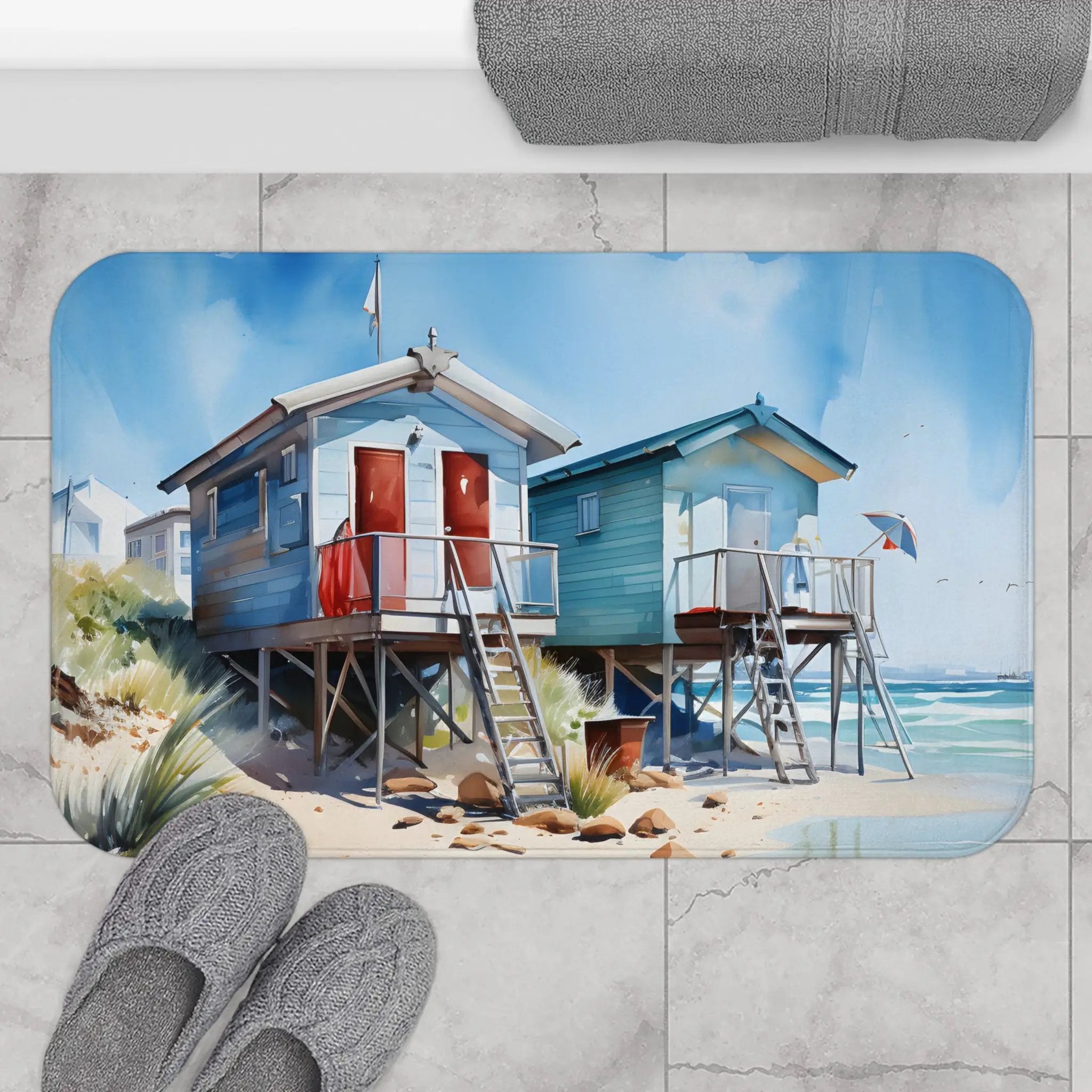 Bath Mat | a bathroom rug with a painting 