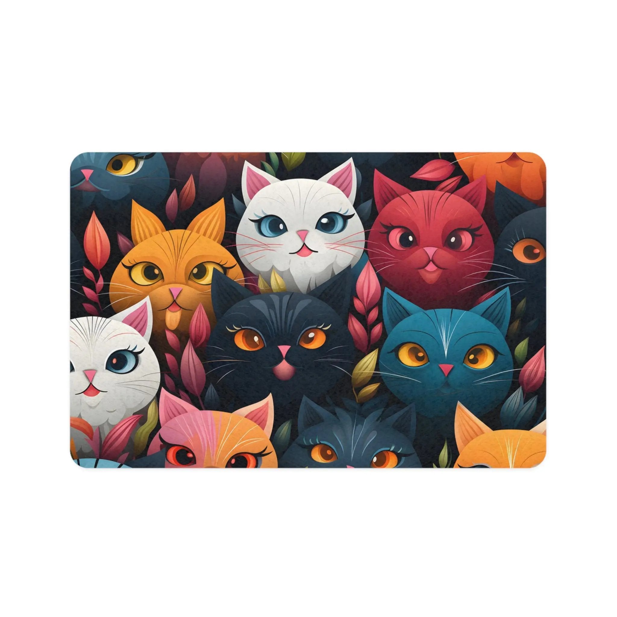 Pet Food Mat | a group of cats with different colored eyes