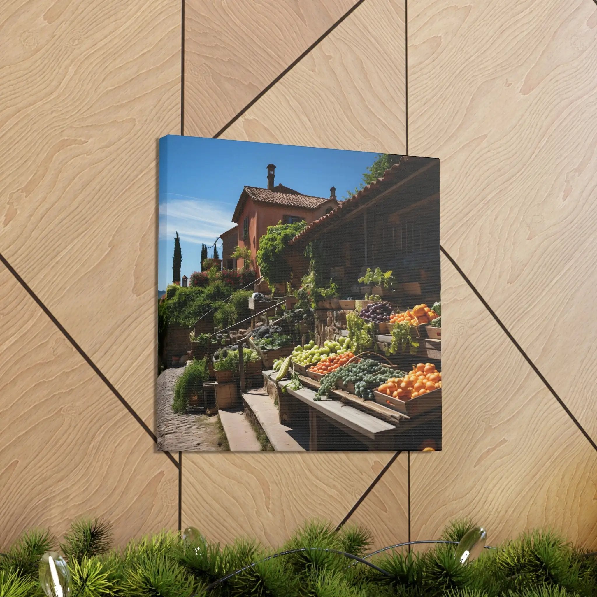 Canvas Gallery Wraps | a picture of a vegetable stand on a wall