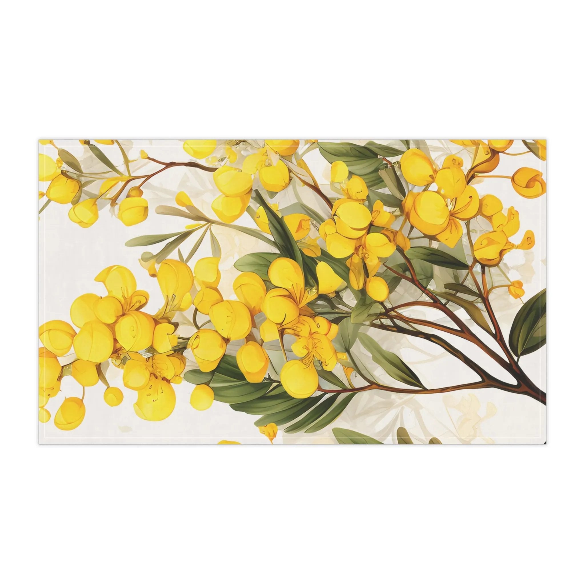 Kitchen Towel | a painting of yellow flowers on a white background