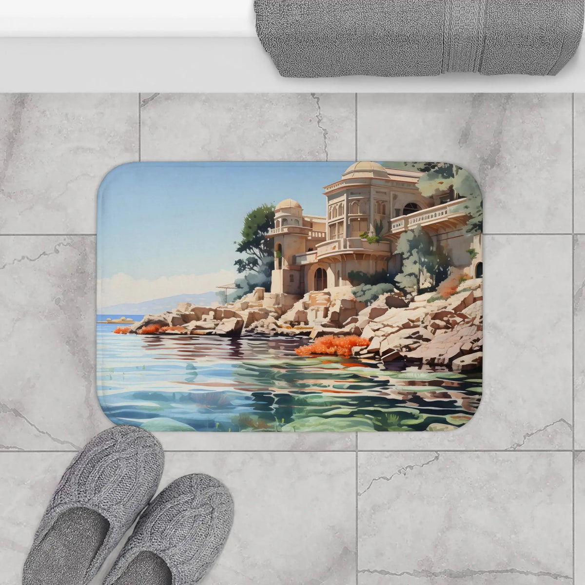 Bath Mat | a bathroom rug with a painting 