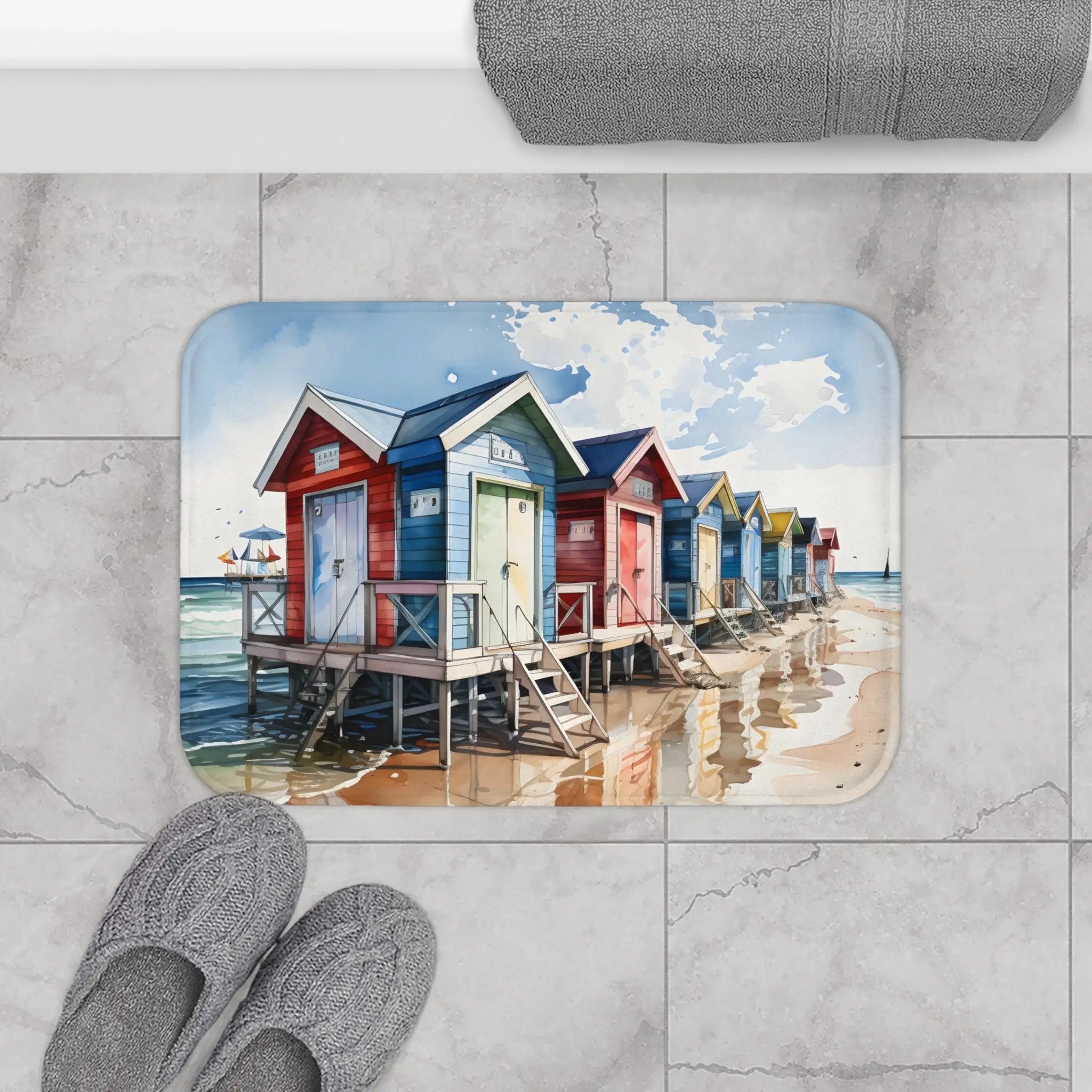 Bath Mat | a bathroom rug with a painting 