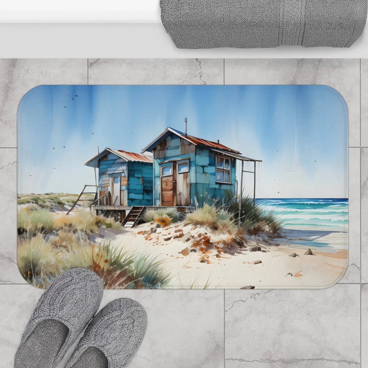 Bath Mat | a bathroom rug with a painting 