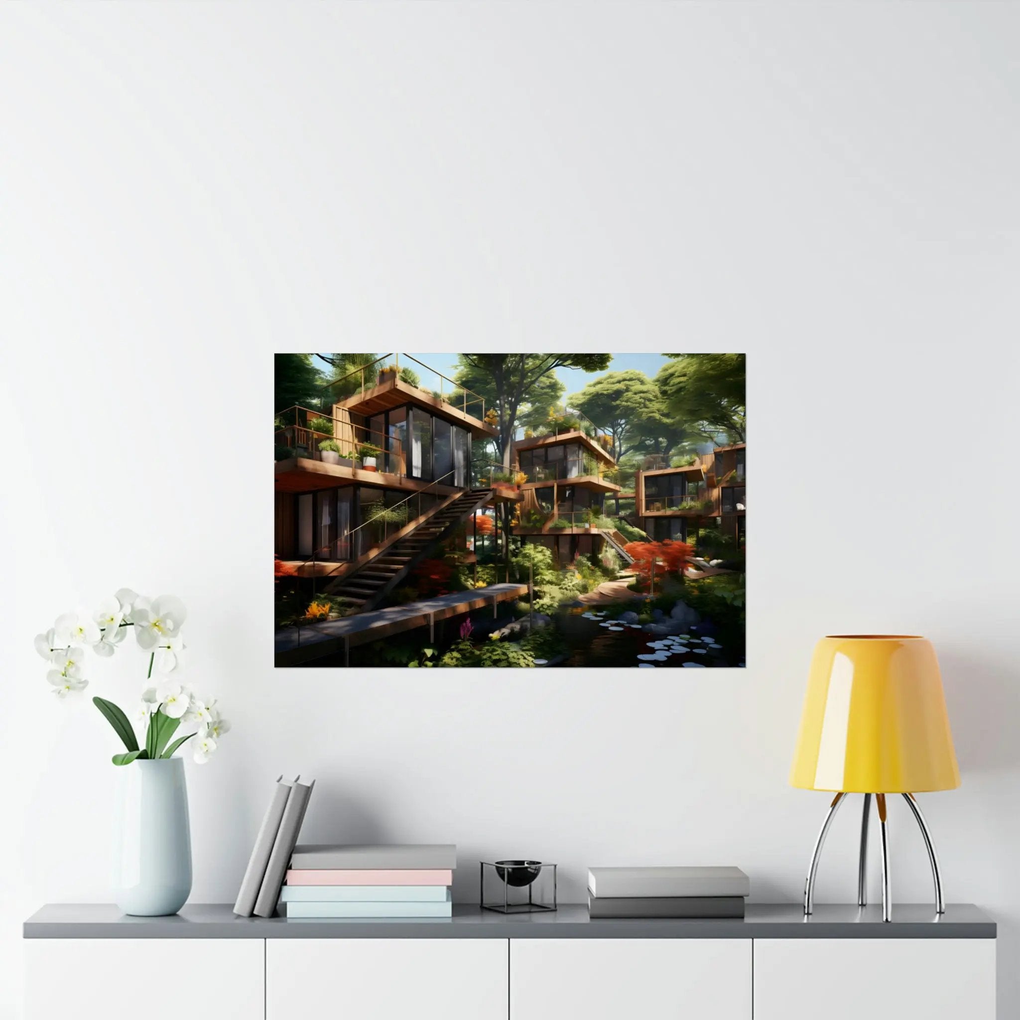 Kawaii Posters | a painting of a house in the woods