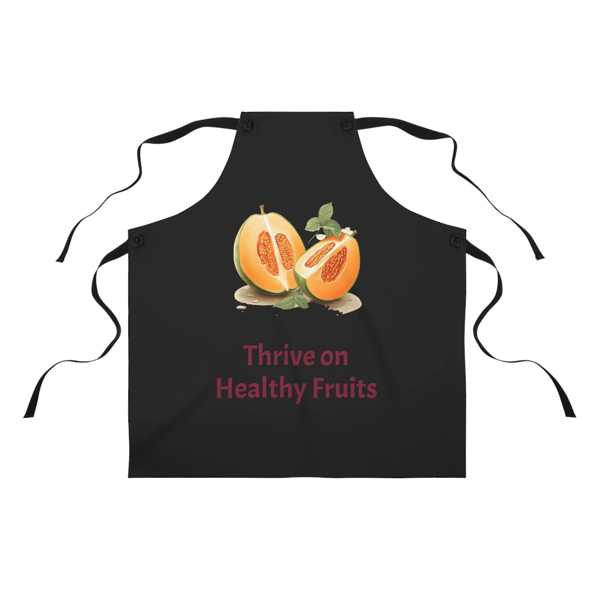 Chef Apron | a black apron with two halves of fruit on it