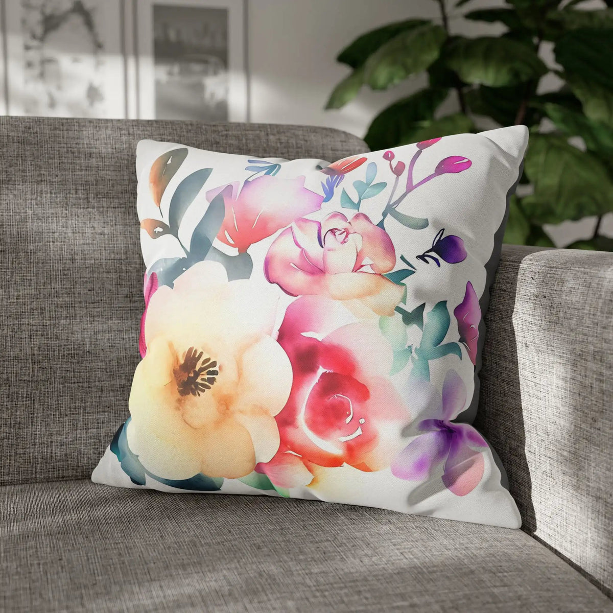 Pillow Sham | a floral pillow on a couch in a living room