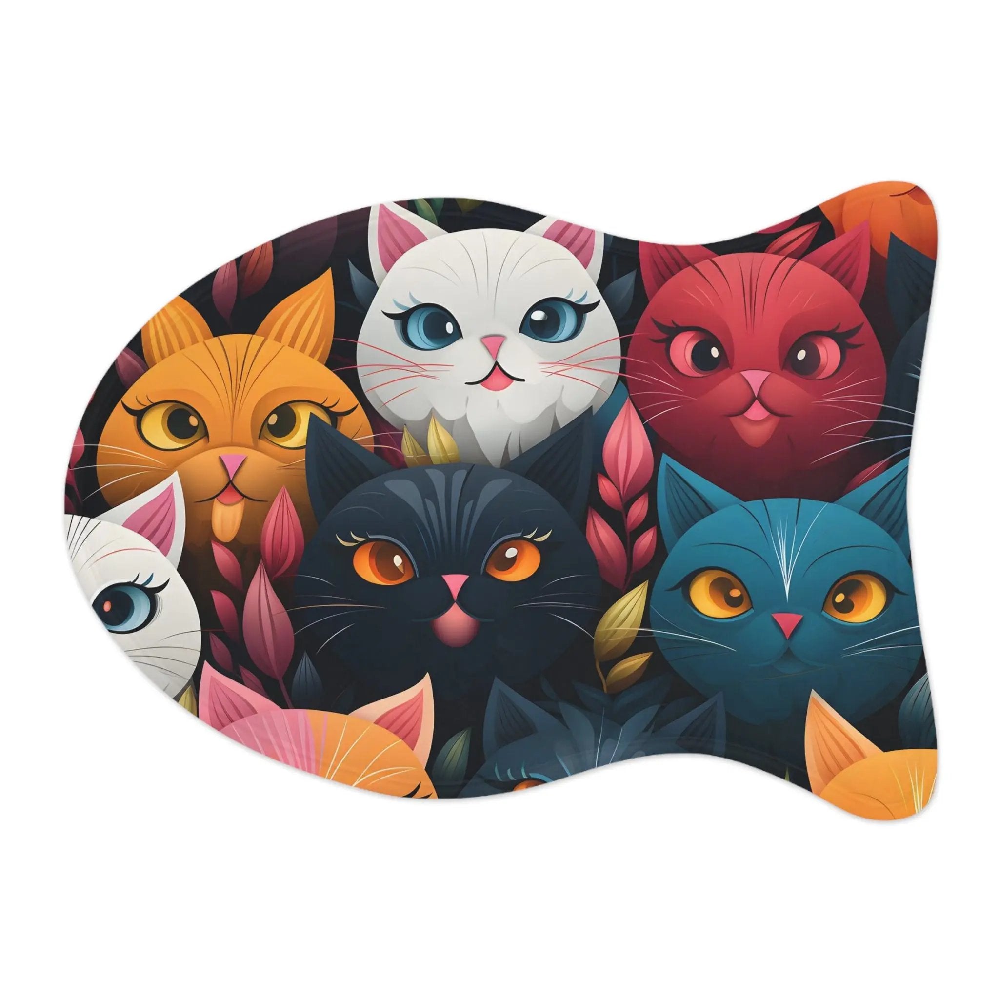 Pet Feeding Mats | a picture of a bunch of cats on a white background