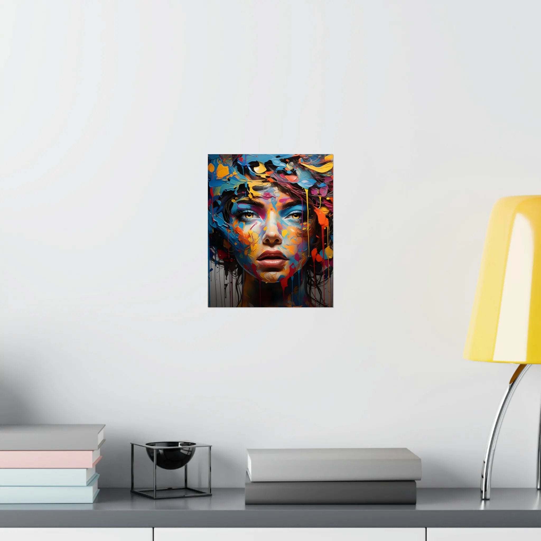 Kawaii Posters | a painting of a woman's face on a white wall