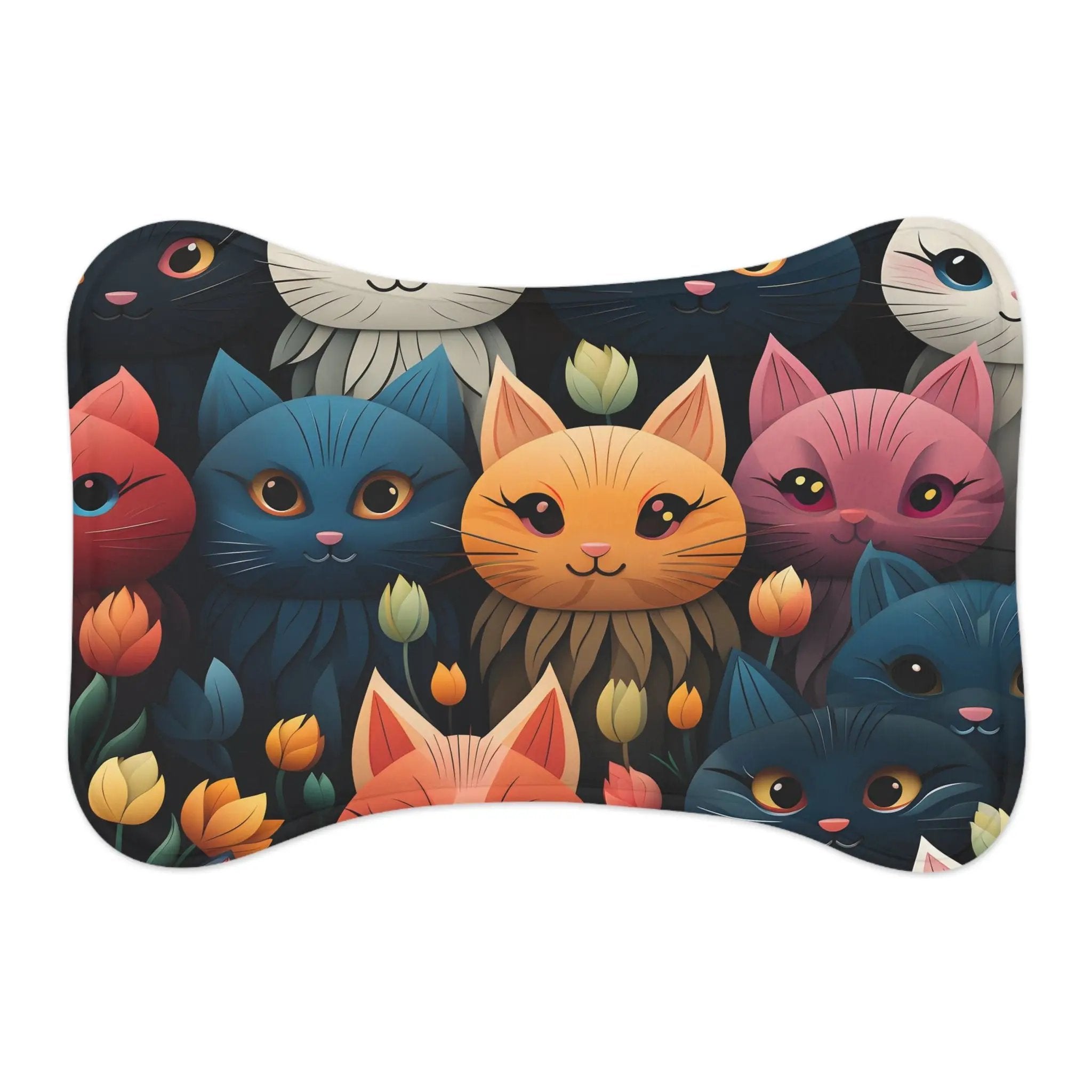 Pet Feeding Mats | a picture of a bunch of cats on a white background