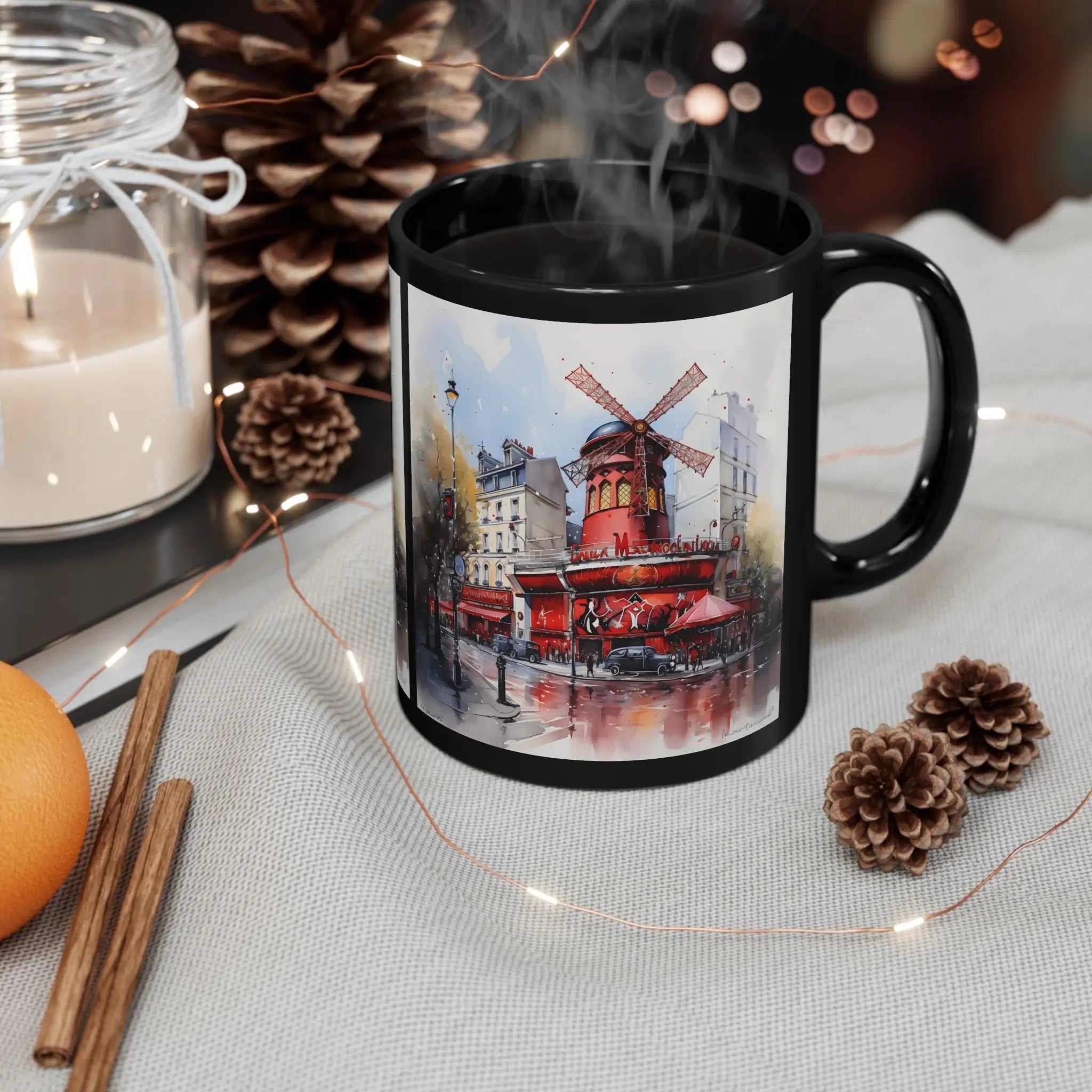 Mugs coffee | a coffee mug with a picture of a windmill on it