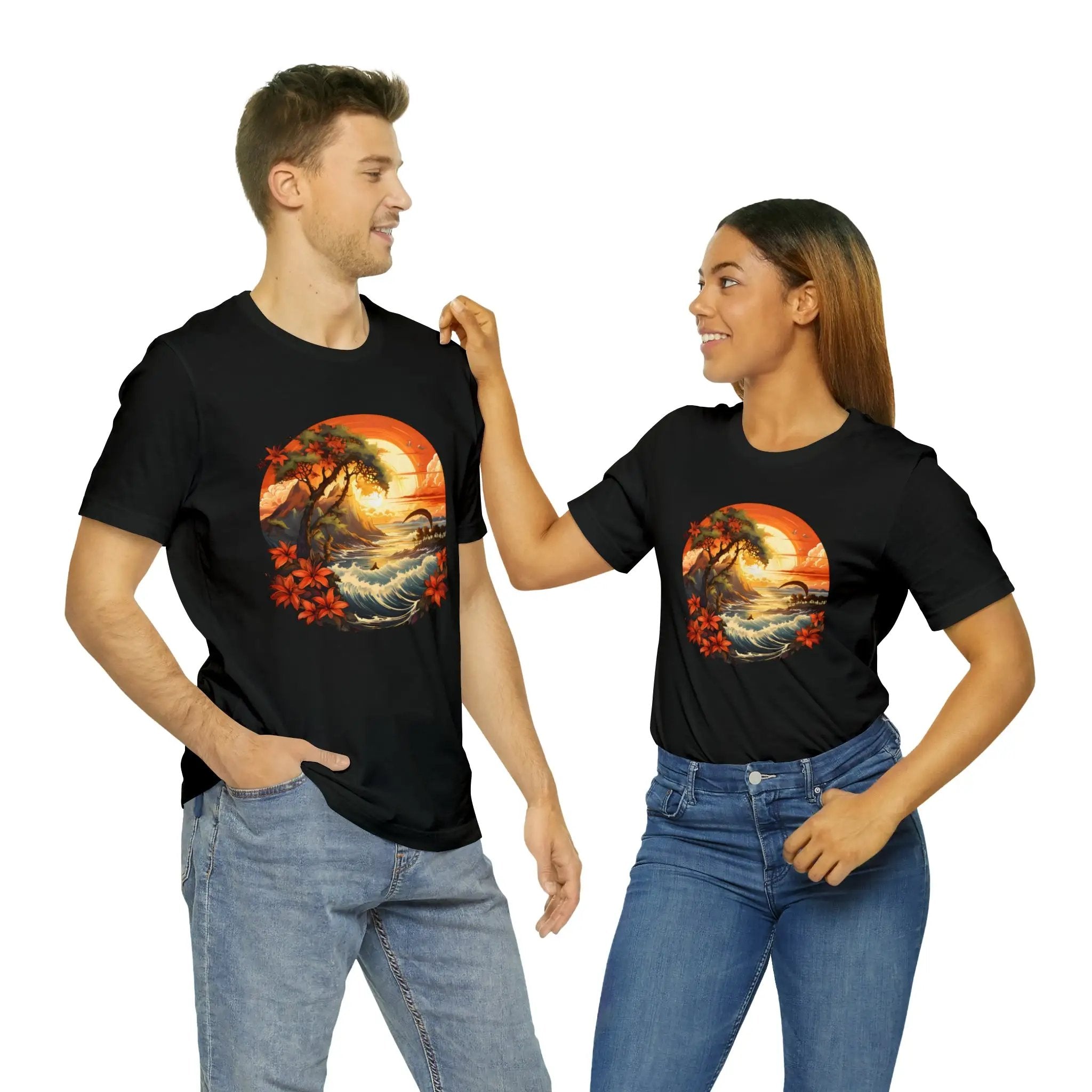 Couple t shirt | a man and a woman standing next to each other