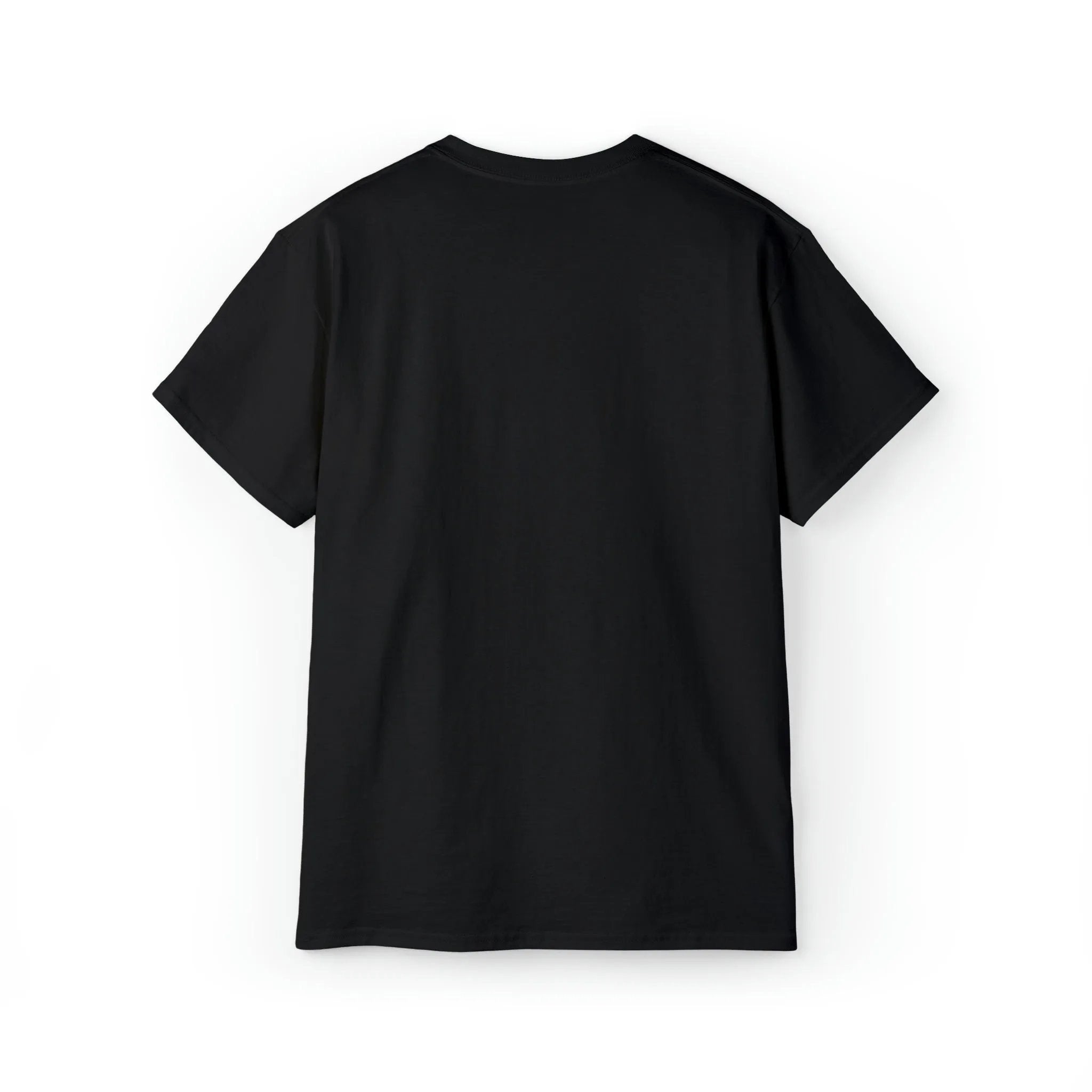 men tee graphic | a black t - shirt hanging on a wall