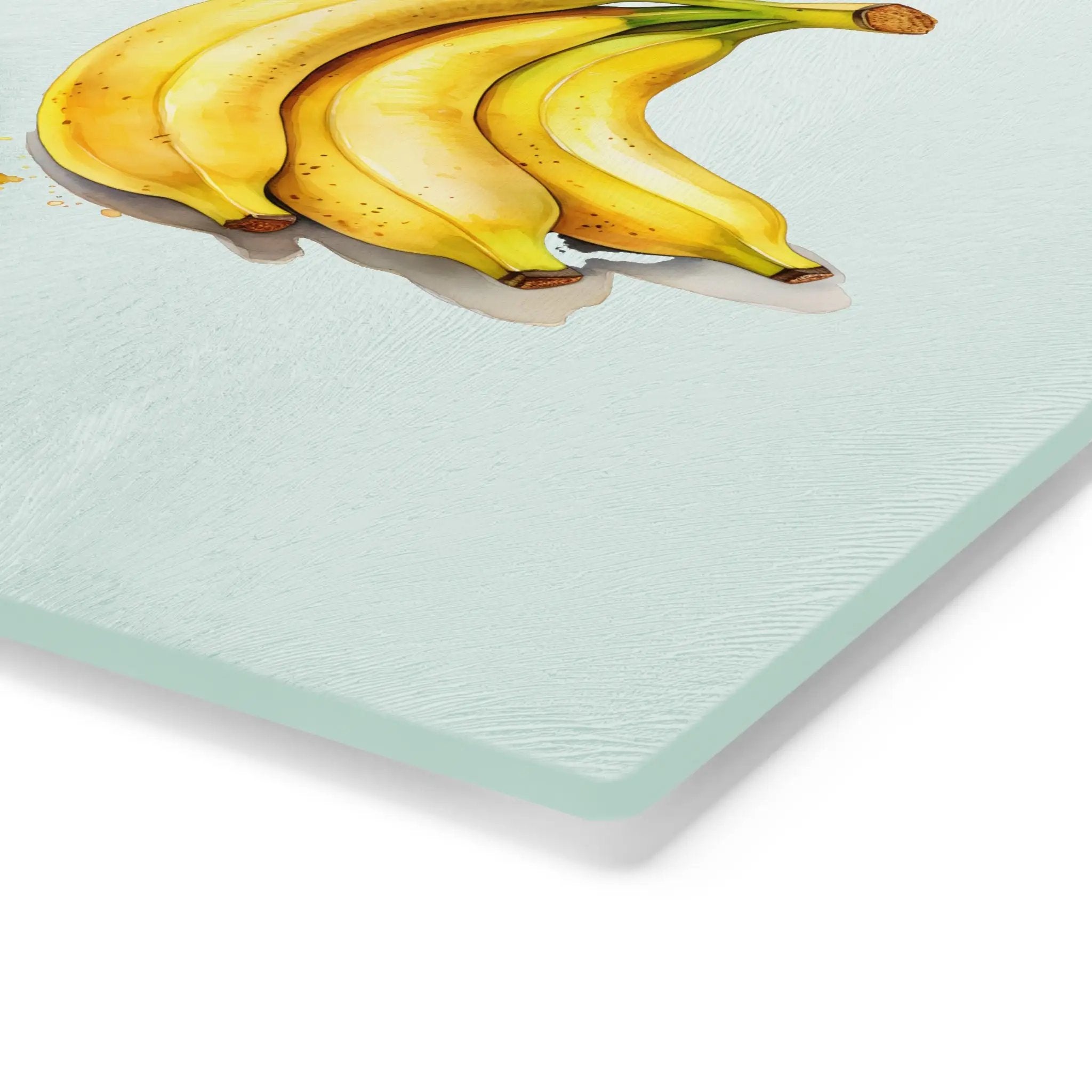 Cutting board | a painting of a bunch of bananas on a blue surface