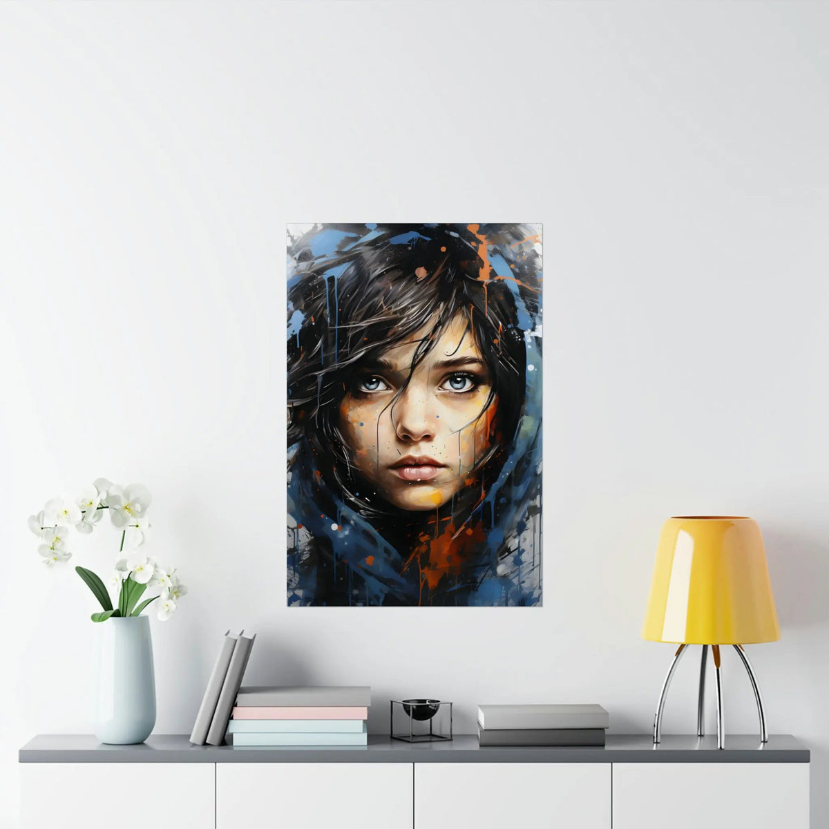 Kawaii Posters | a painting of a woman's face on a wall