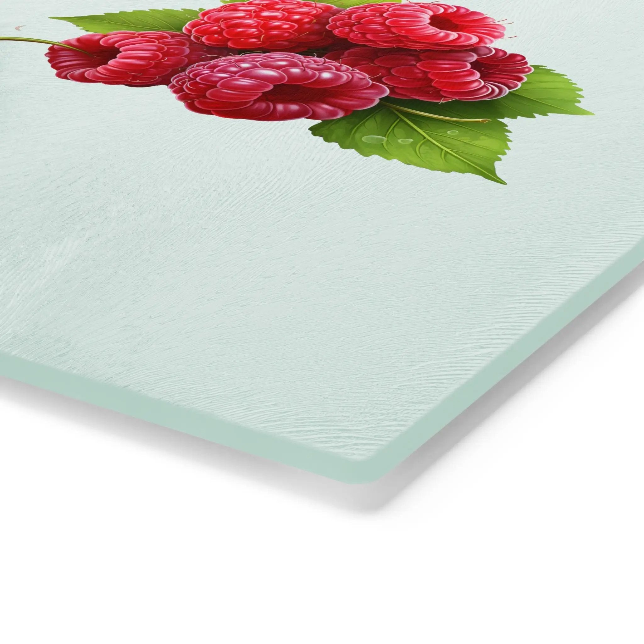 Cutting board | a painting of raspberries on a green surface