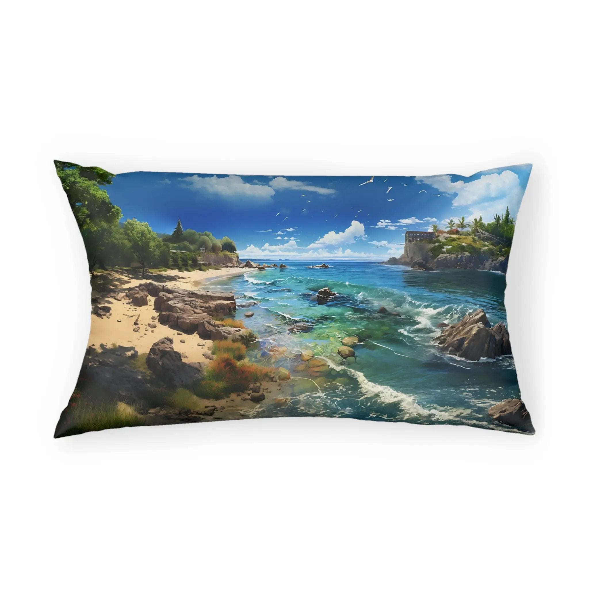 Pillow Sham | Front View of the Large SizePillow Sham | Sea Beach Landscape | Avatar Style | Cushion Cover | Pillowcase | Pillow Slip | Pillow Cover