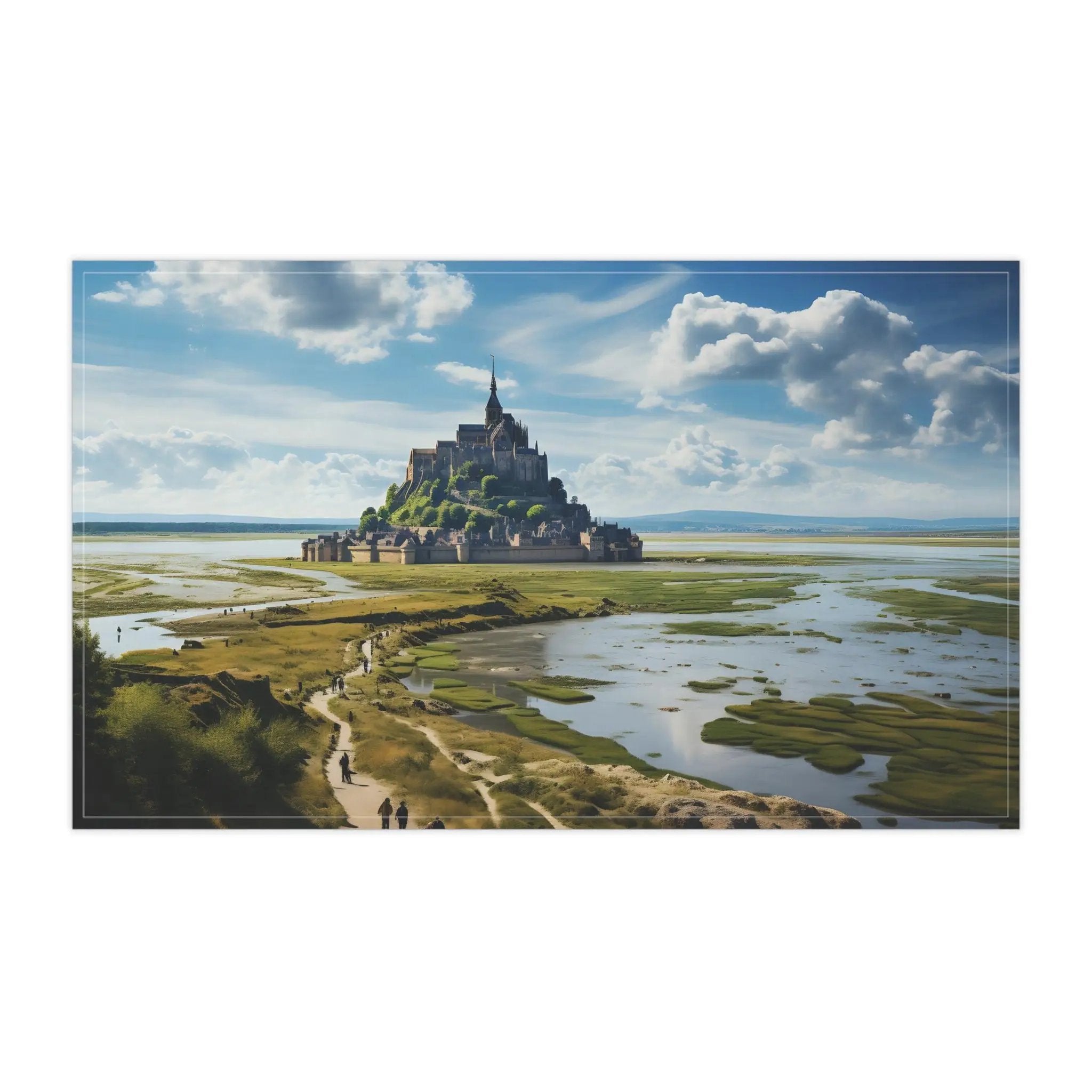 Kitchen Towel | a painting of a castle in the middle of a field