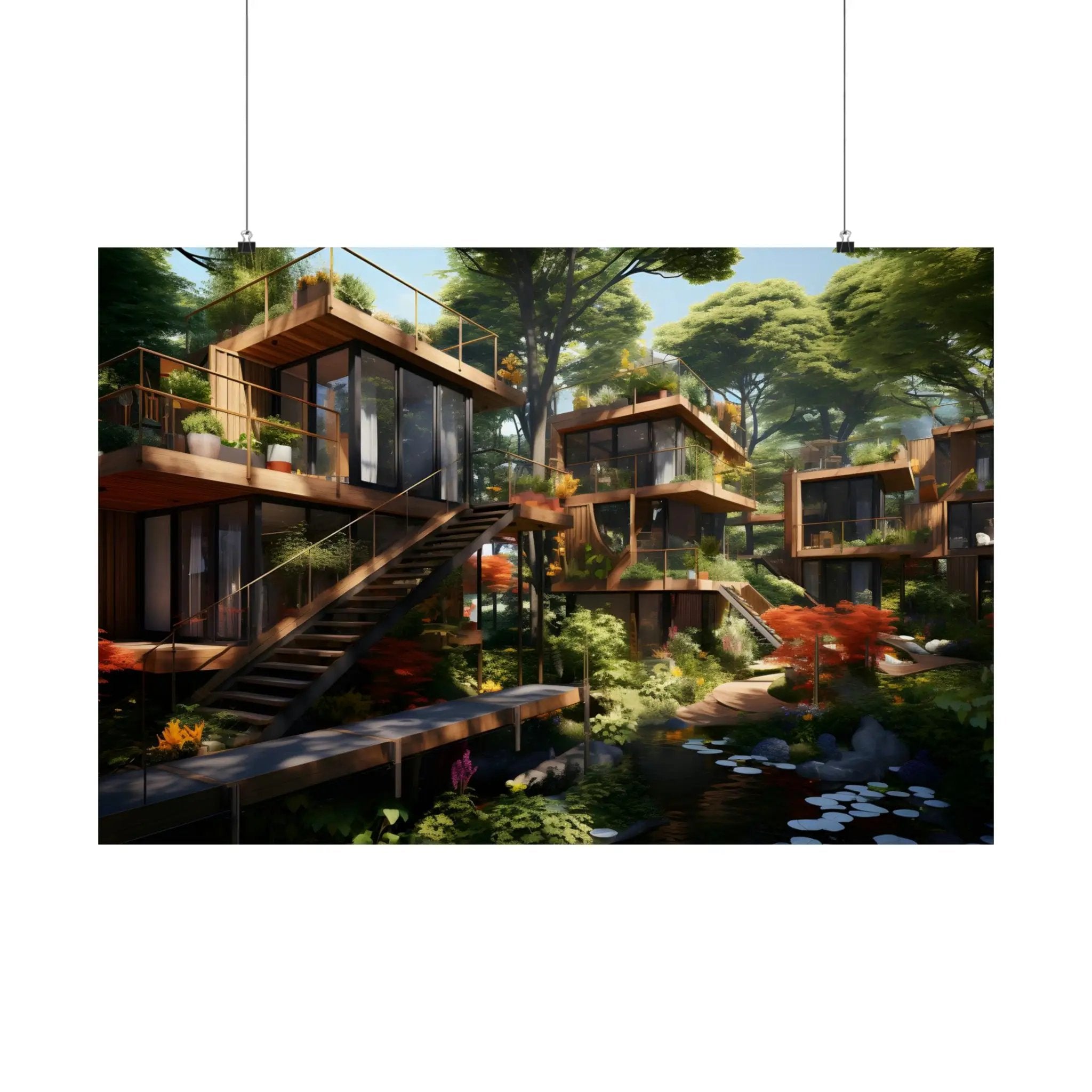 Kawaii Posters | a digital painting of a house in the woods