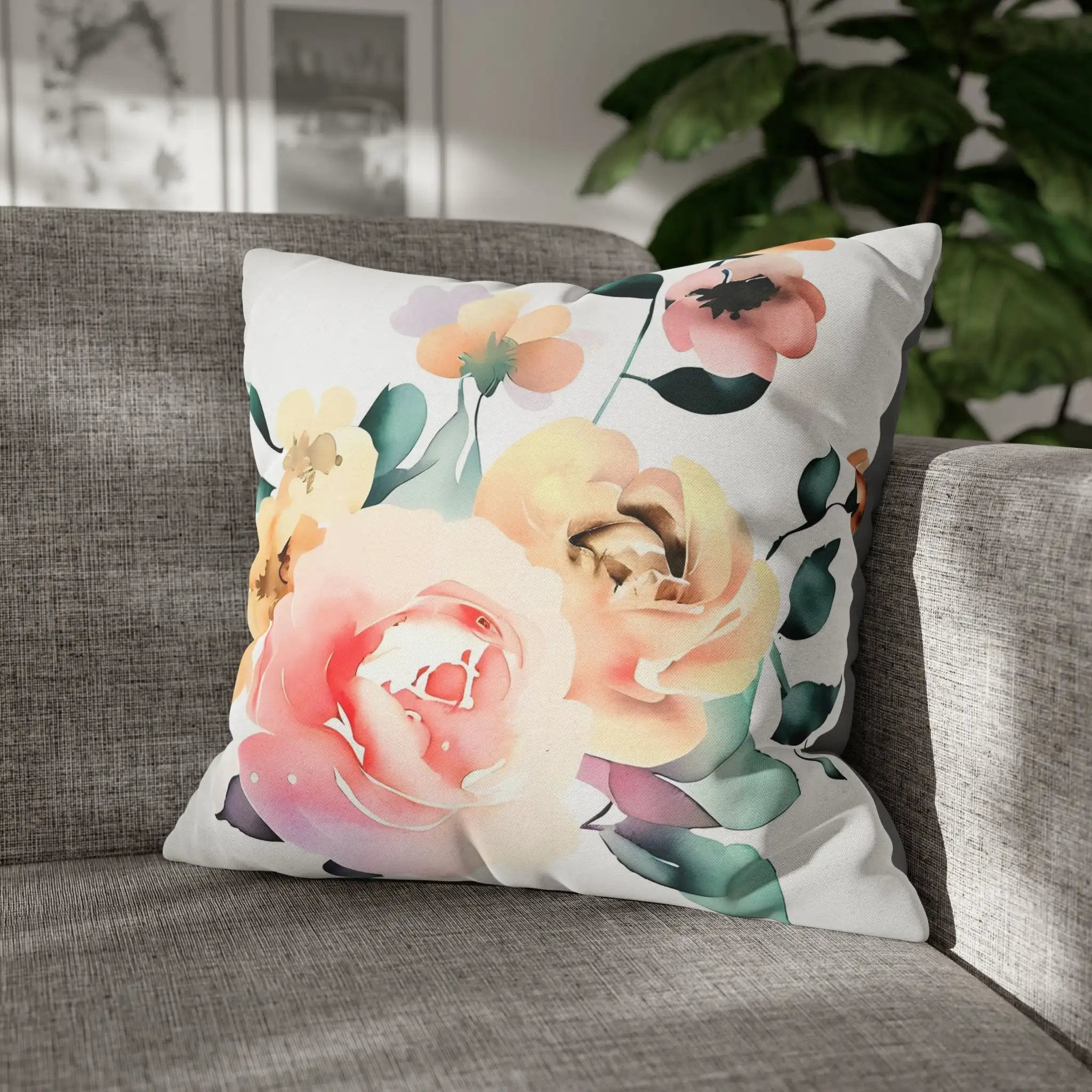 Pillow Sham | a floral pillow on a couch in a living room