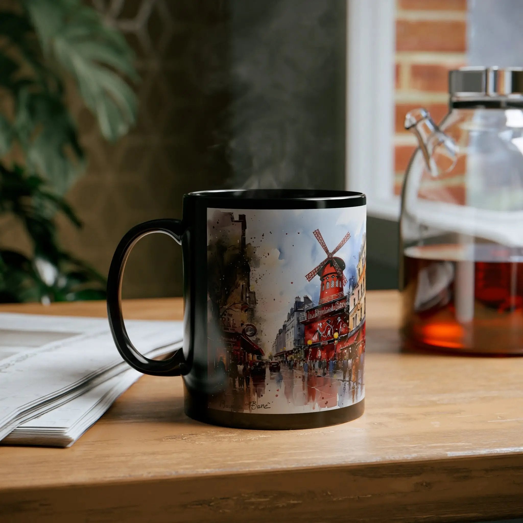 Mugs coffee | a coffee mug sitting on top of a wooden table