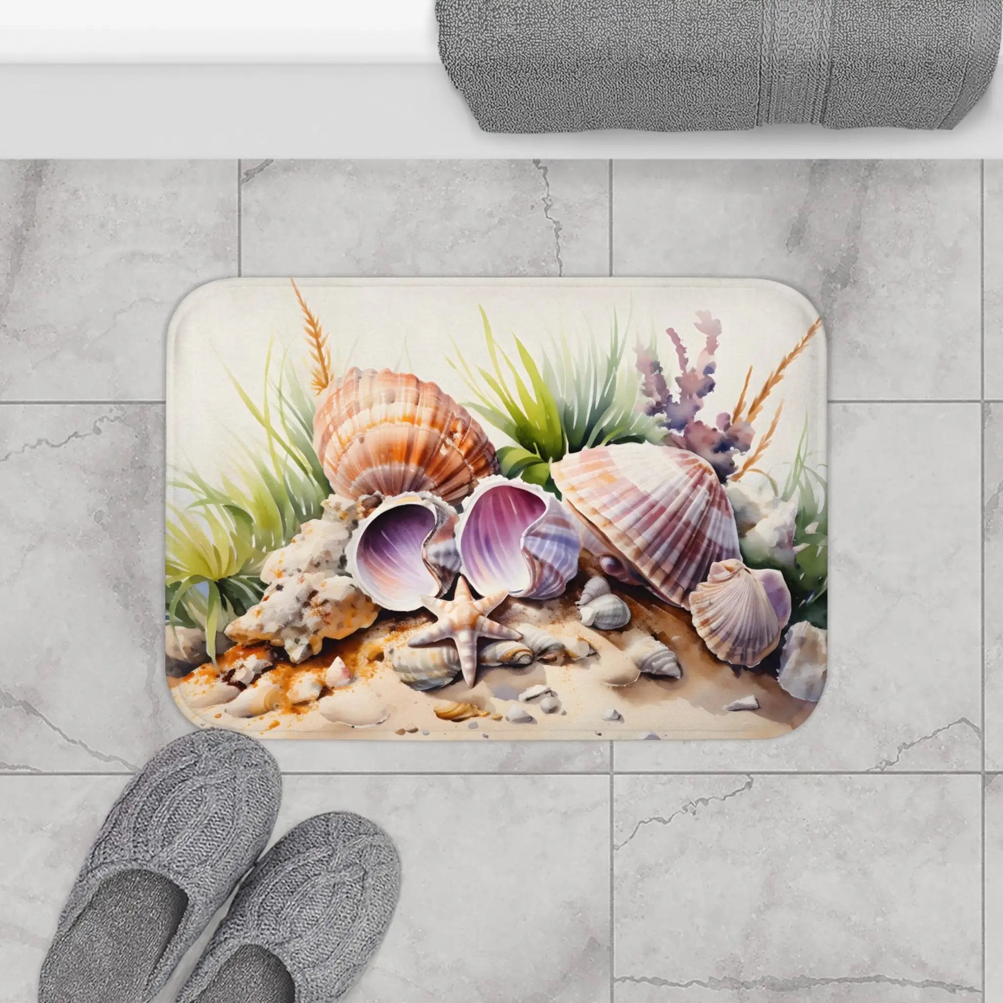 Bath Mat | a bathroom rug with a painting 