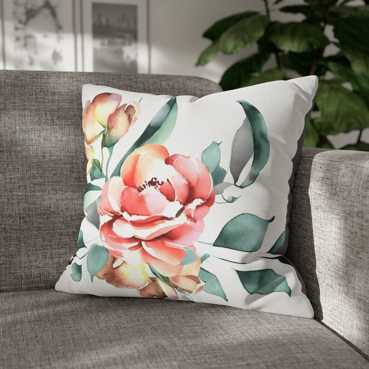 Pillow Sham | a floral pillow on a couch in a living room