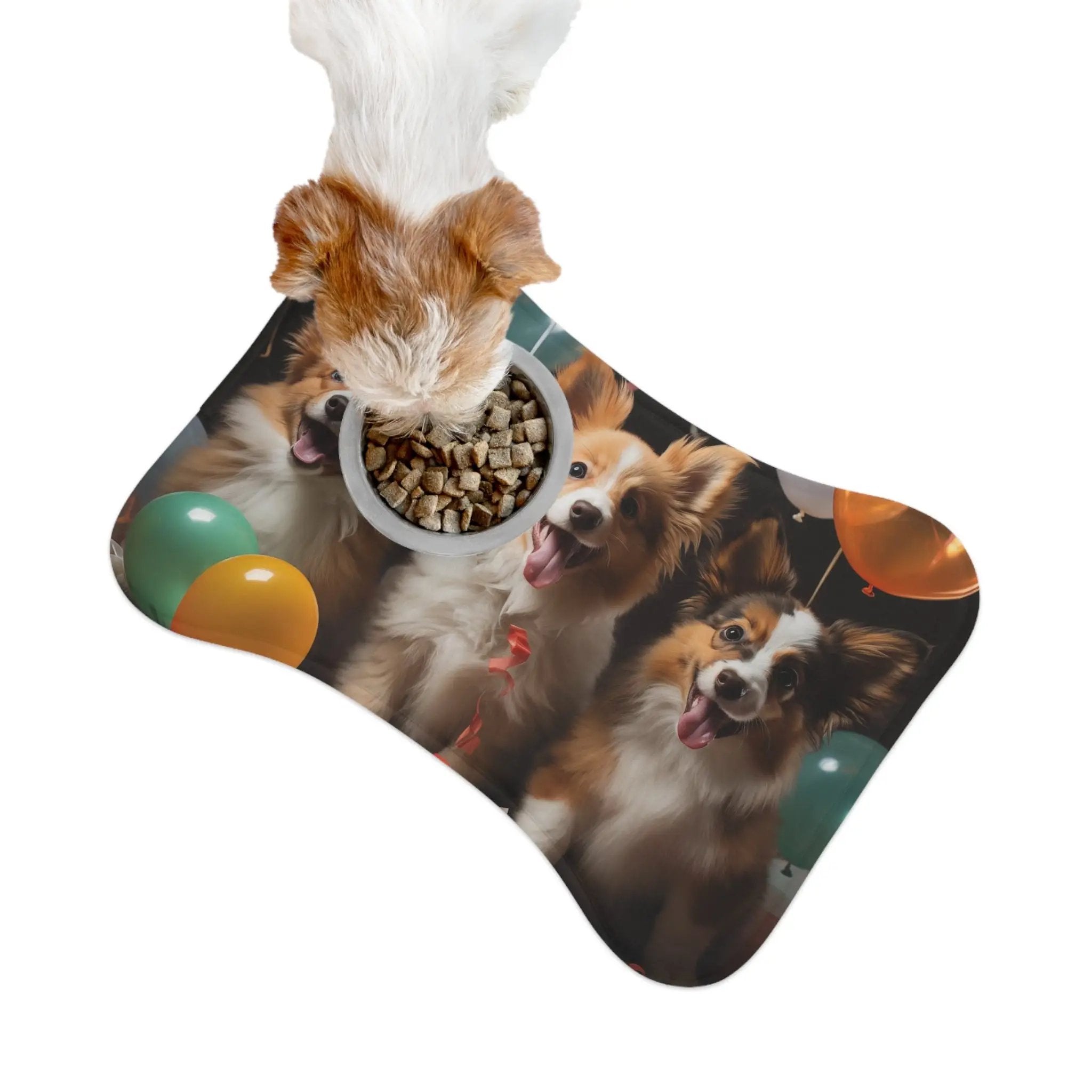 Pet Feeding Mats | a dog eating food out of a bowl